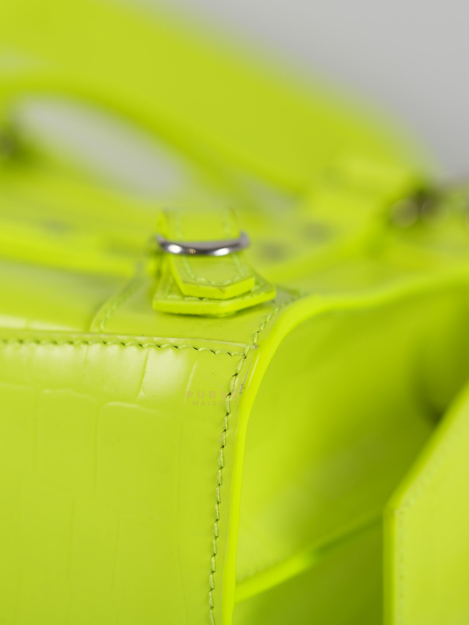 Mini Neo City Classic Neon Green Croc Embossed Bag | Purse Maison Luxury Bags Shop