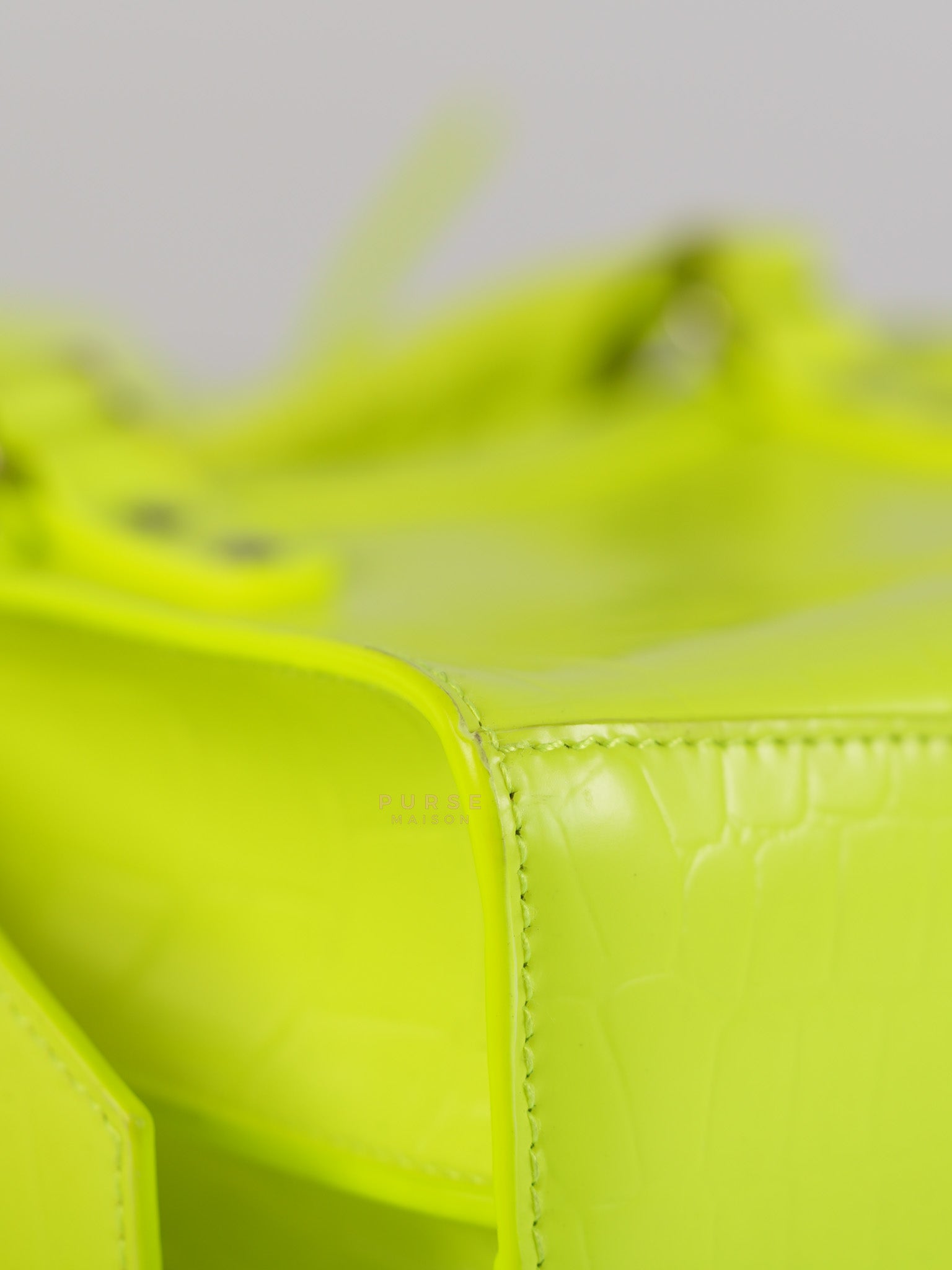 Mini Neo City Classic Neon Green Croc Embossed Bag | Purse Maison Luxury Bags Shop