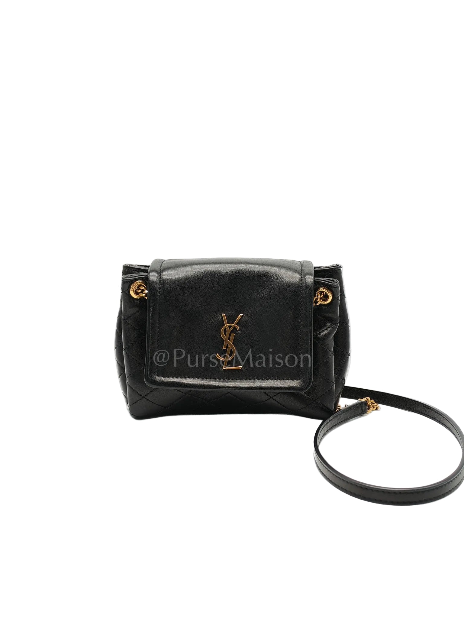 Mini Nolita Crossbody Bag in Black Agneau Leather Gold Hardware | Purse Maison Luxury Bags Shop