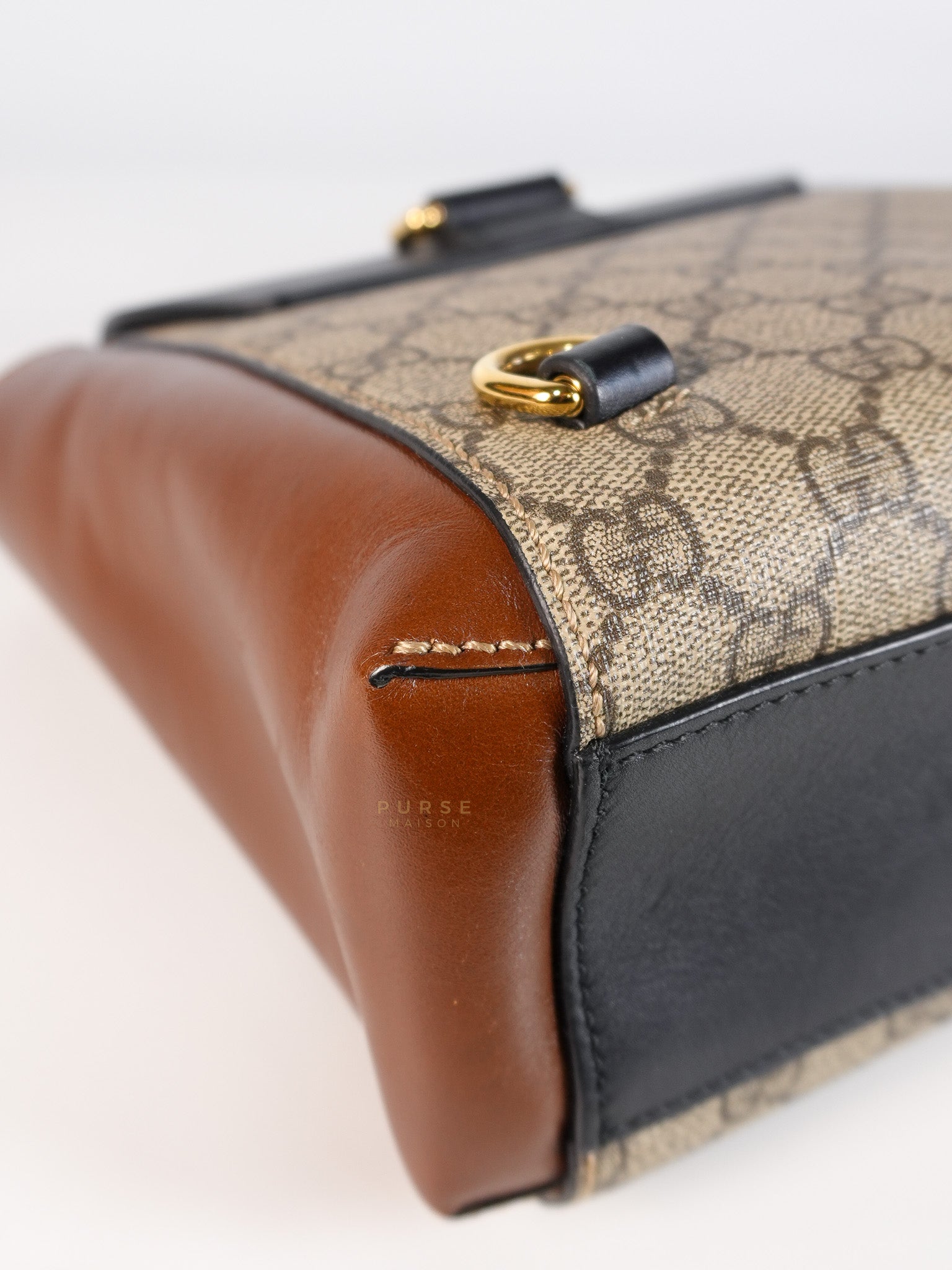 Mini Padlock Backpack GG Coated Canvas in Black & Brown Leather | Purse Maison Luxury Bags Shop