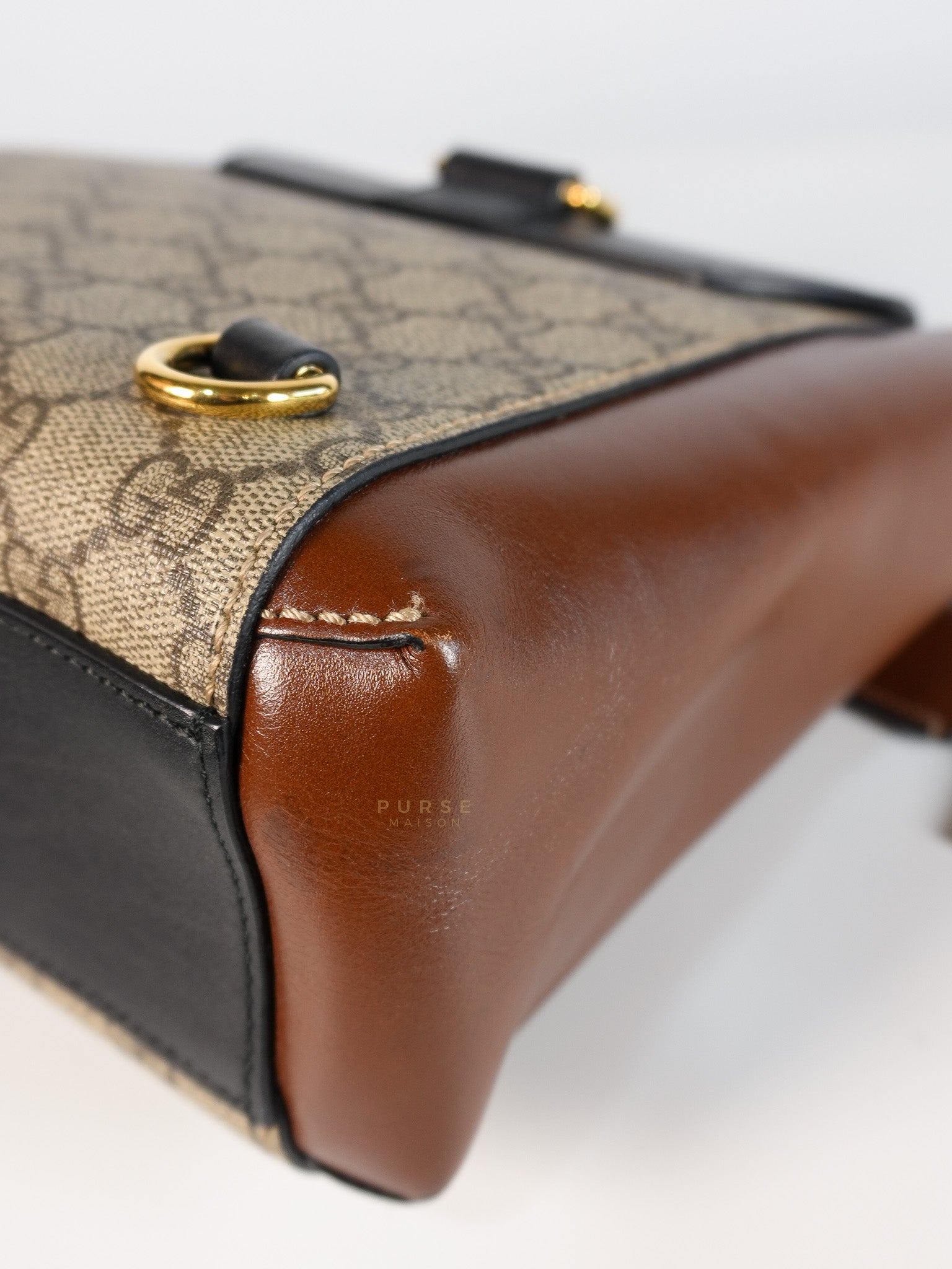 Mini Padlock Backpack GG Coated Canvas in Black & Brown Leather | Purse Maison Luxury Bags Shop