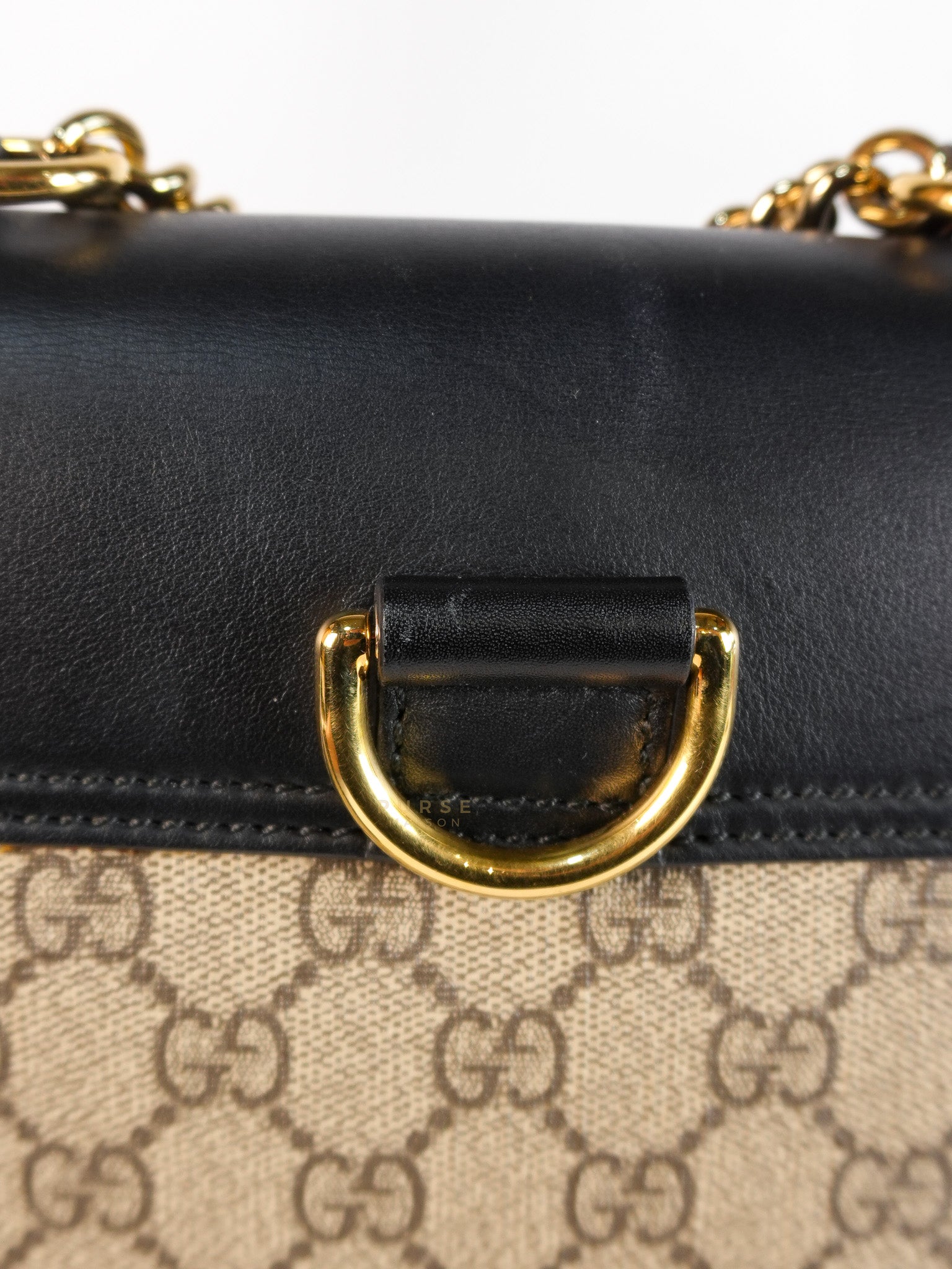 Mini Padlock Backpack GG Coated Canvas in Black & Brown Leather | Purse Maison Luxury Bags Shop