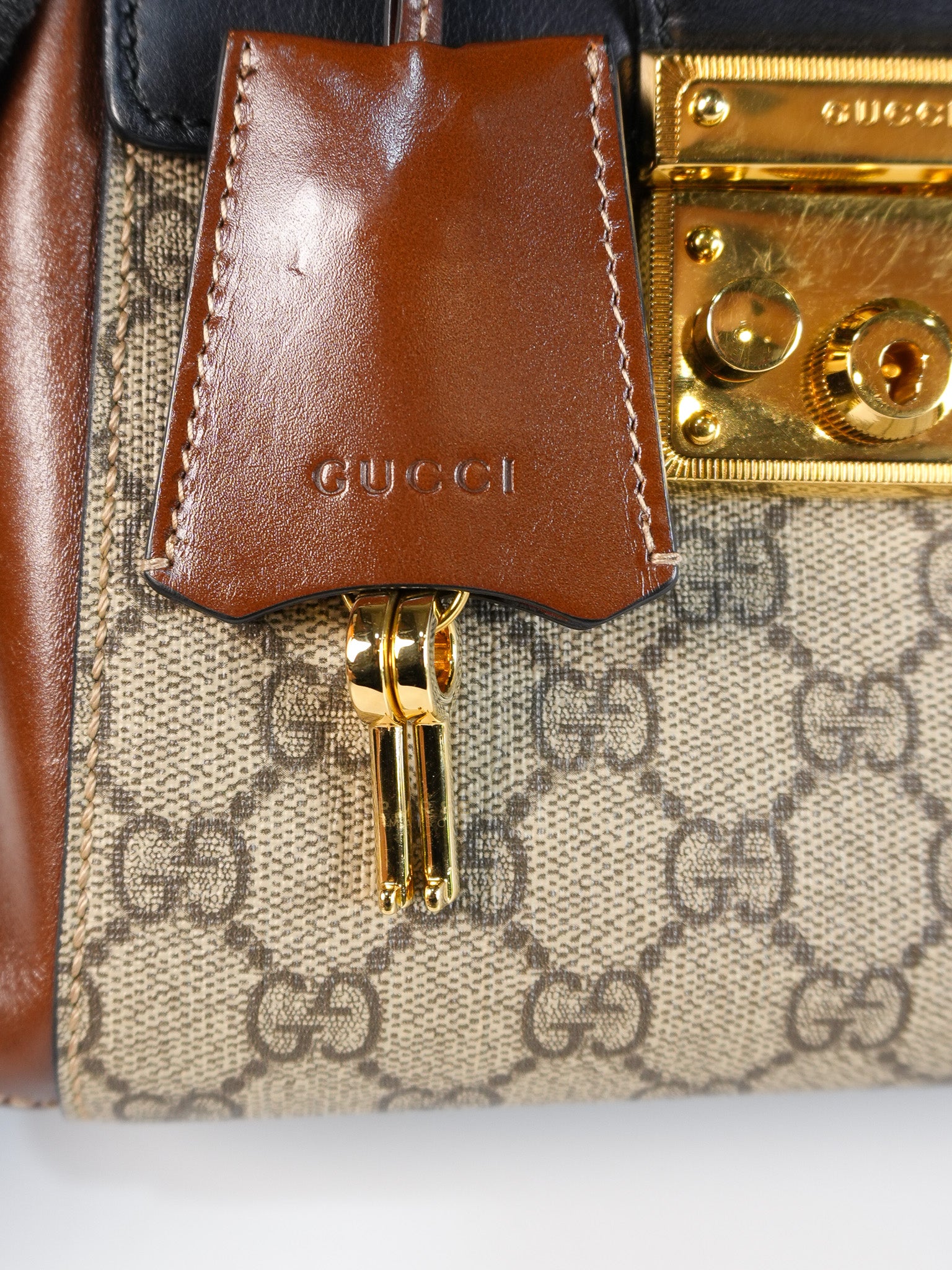 Mini Padlock Backpack GG Coated Canvas in Black & Brown Leather | Purse Maison Luxury Bags Shop