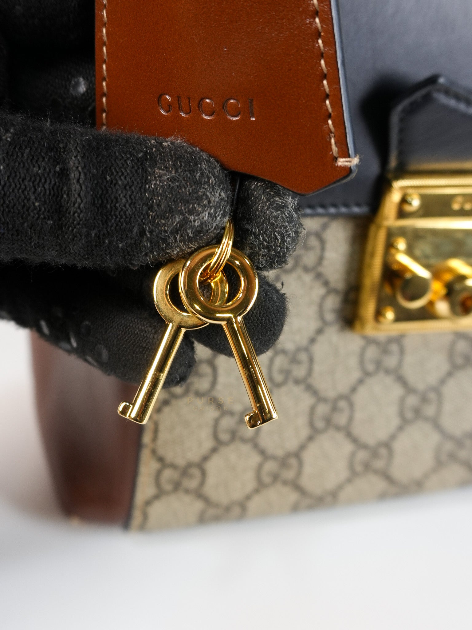 Mini Padlock Backpack GG Coated Canvas in Black & Brown Leather | Purse Maison Luxury Bags Shop