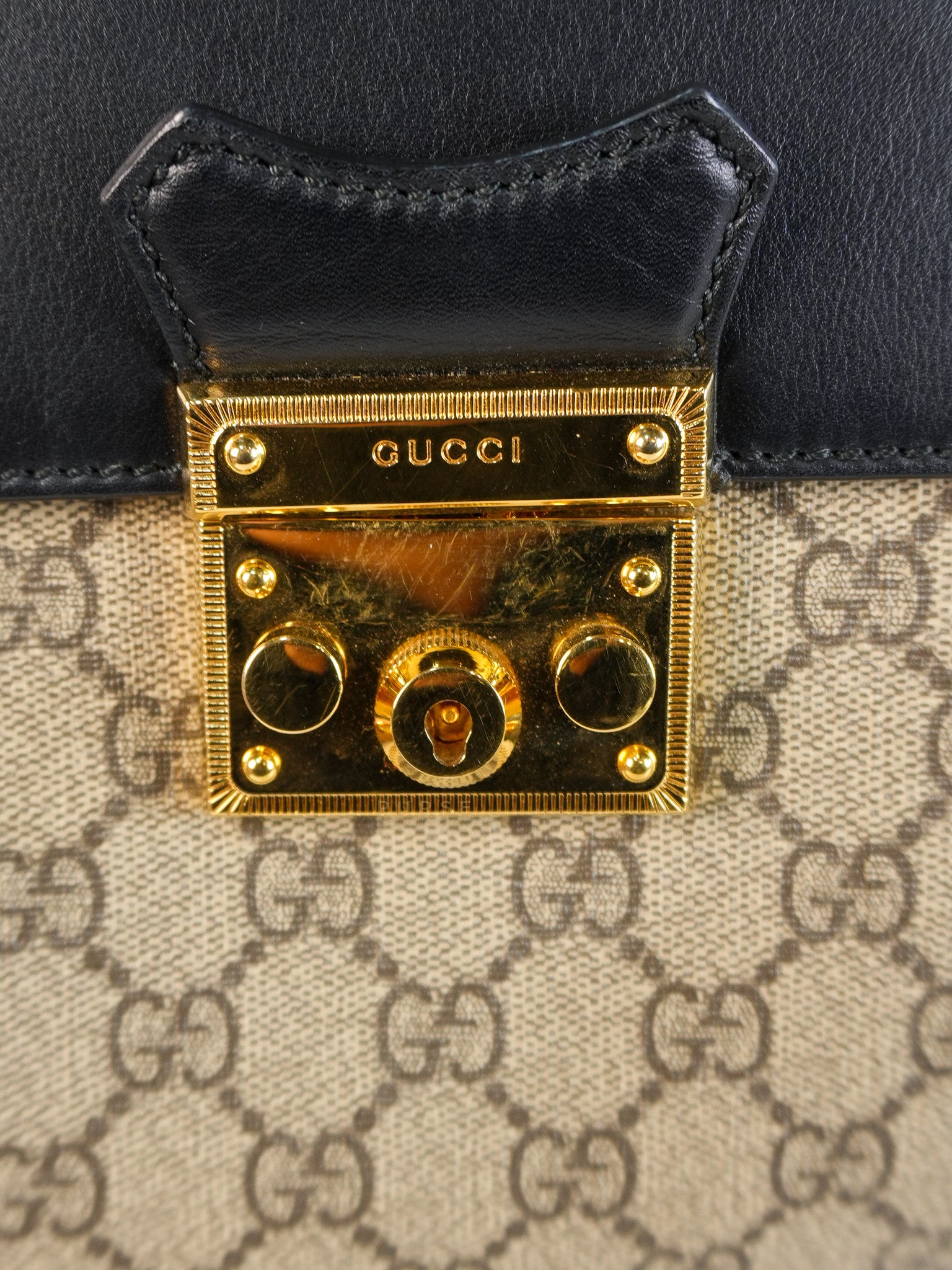 Mini Padlock Backpack GG Coated Canvas in Black & Brown Leather | Purse Maison Luxury Bags Shop