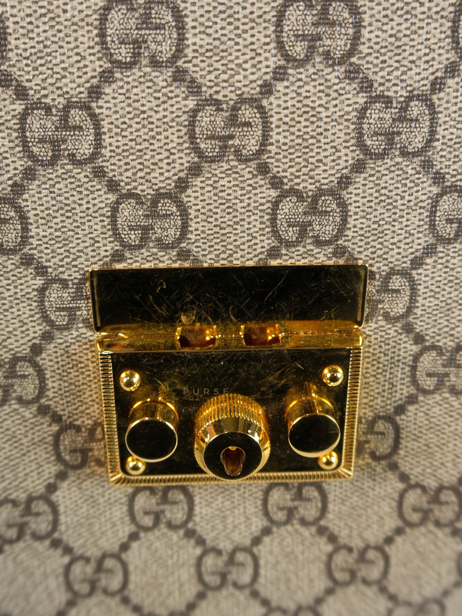 Mini Padlock Backpack GG Coated Canvas in Black & Brown Leather | Purse Maison Luxury Bags Shop