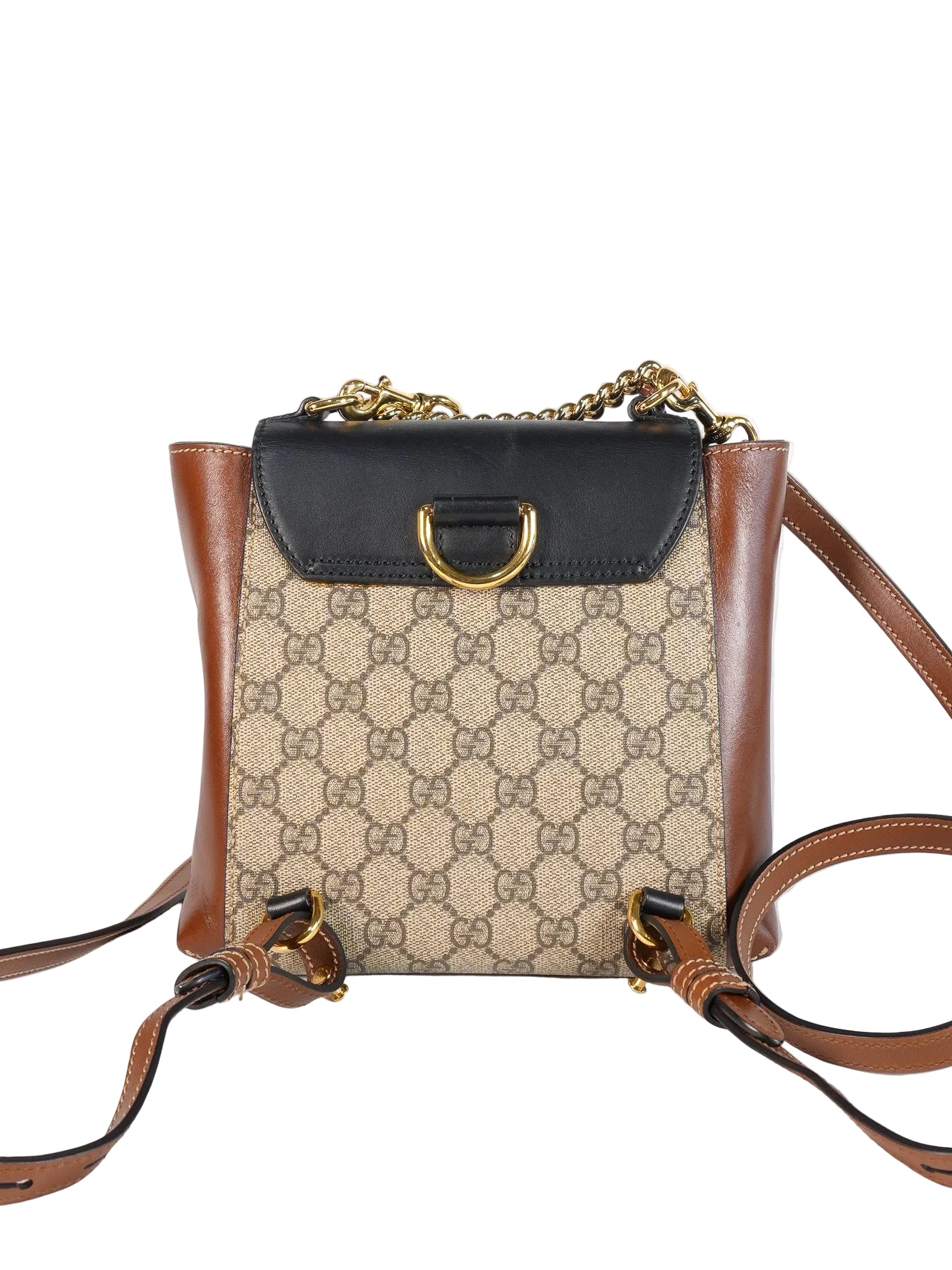 Mini Padlock Backpack GG Coated Canvas in Black & Brown Leather | Purse Maison Luxury Bags Shop