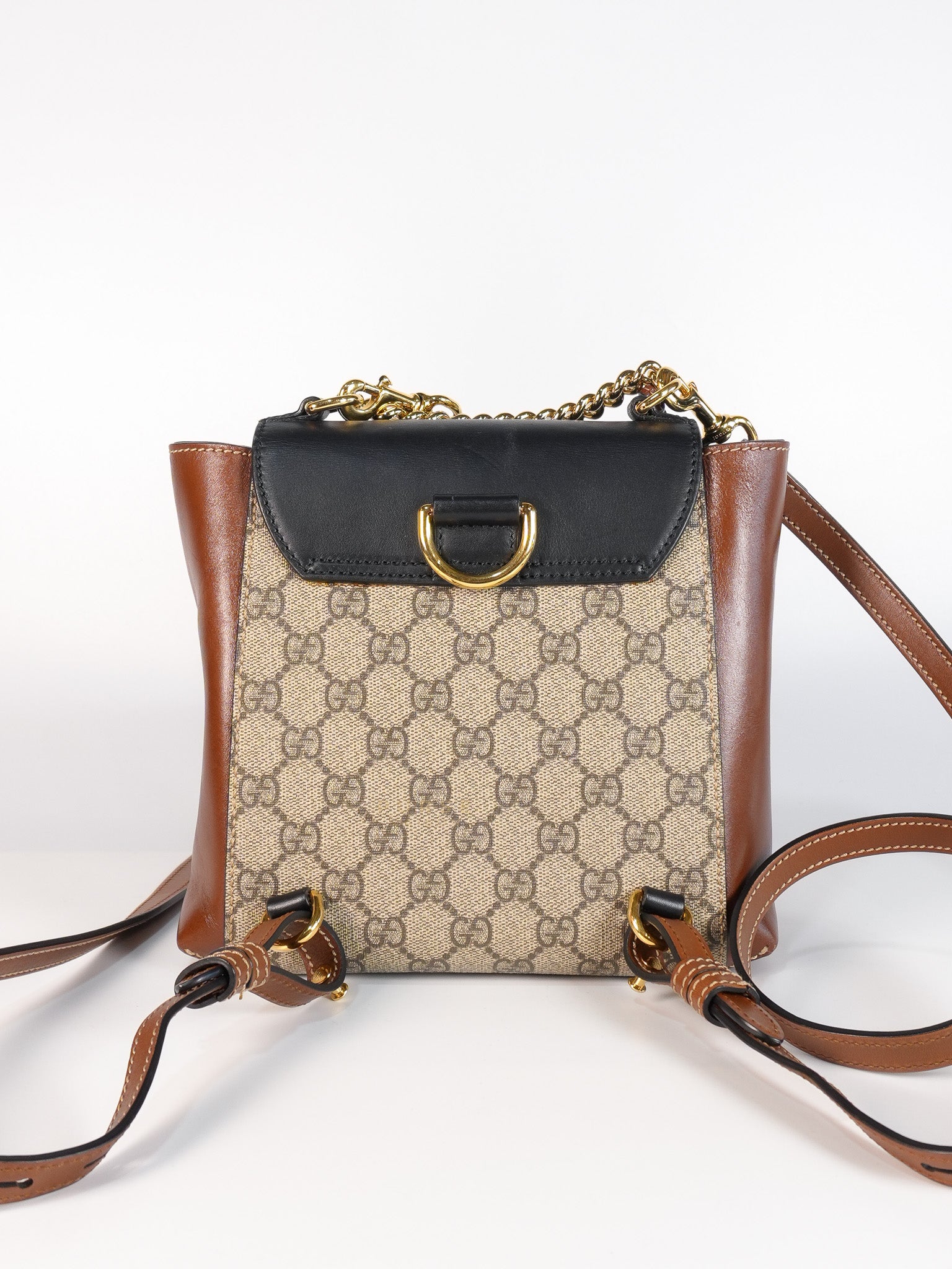 Mini Padlock Backpack GG Coated Canvas in Black & Brown Leather | Purse Maison Luxury Bags Shop