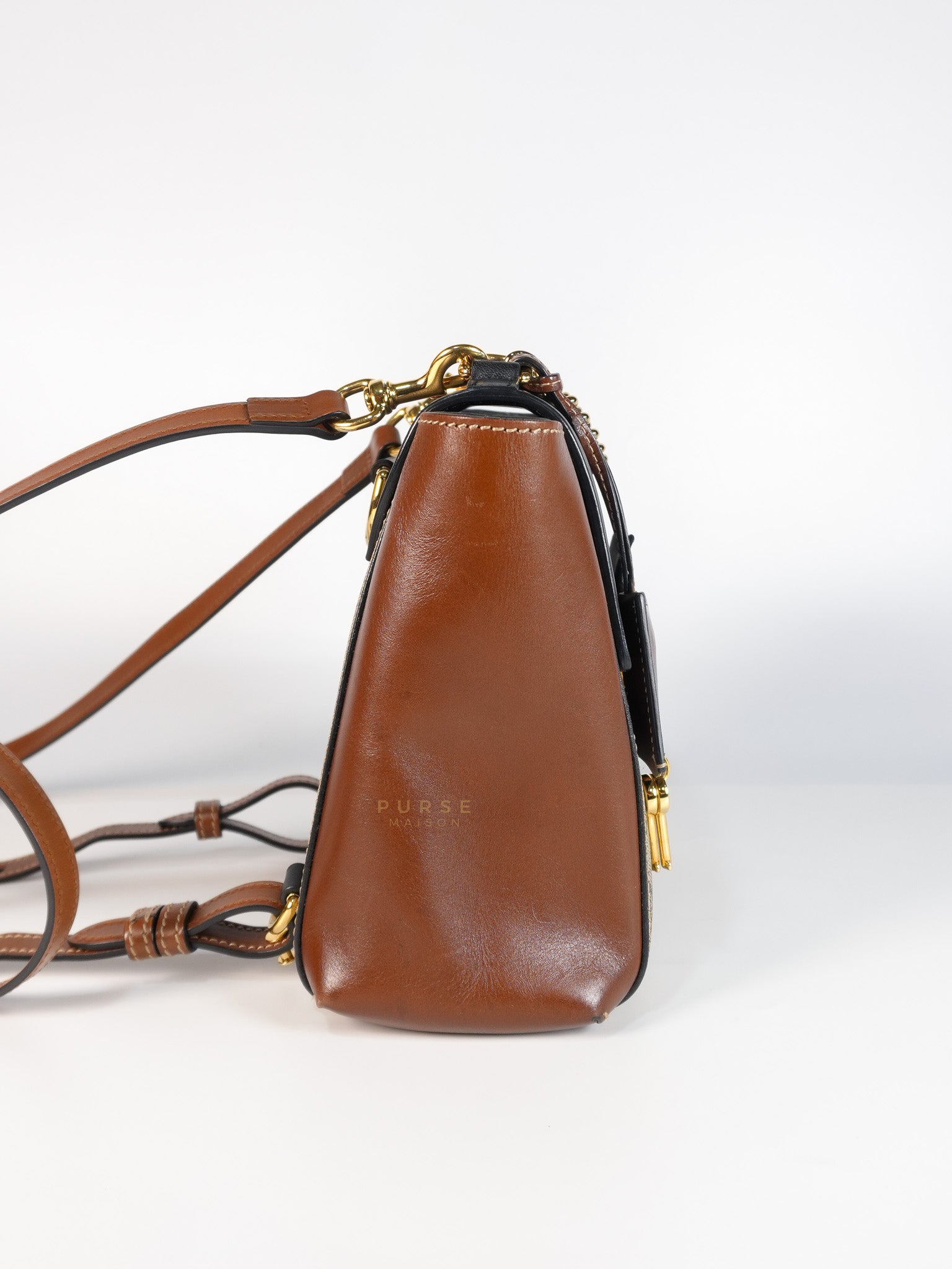 Mini Padlock Backpack GG Coated Canvas in Black & Brown Leather | Purse Maison Luxury Bags Shop