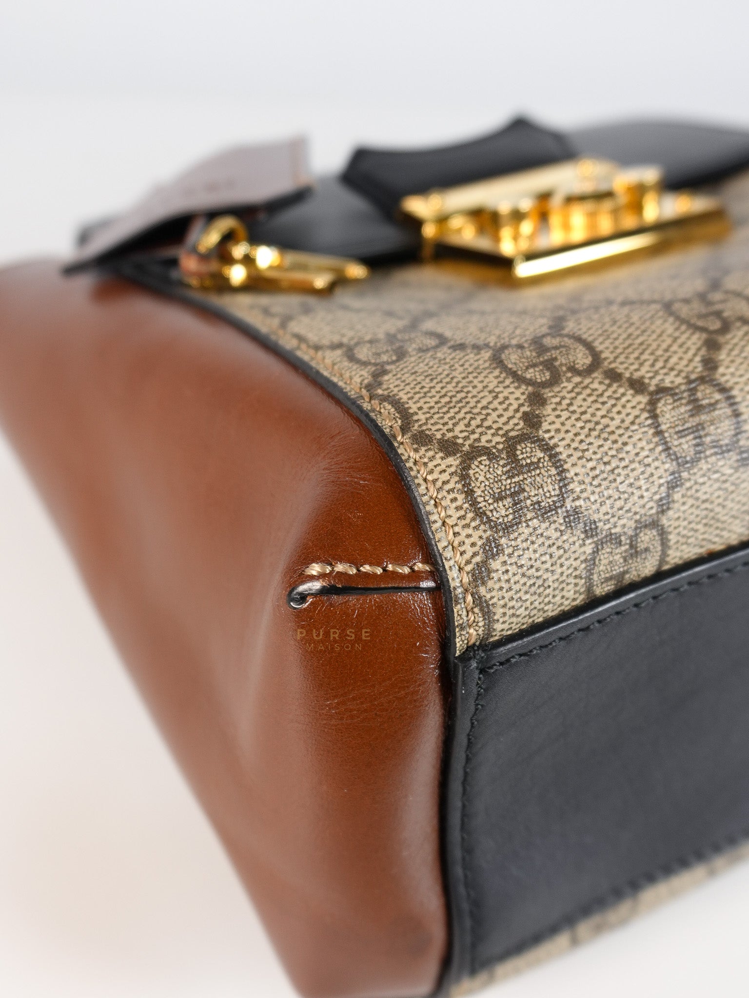 Mini Padlock Backpack GG Coated Canvas in Black & Brown Leather | Purse Maison Luxury Bags Shop