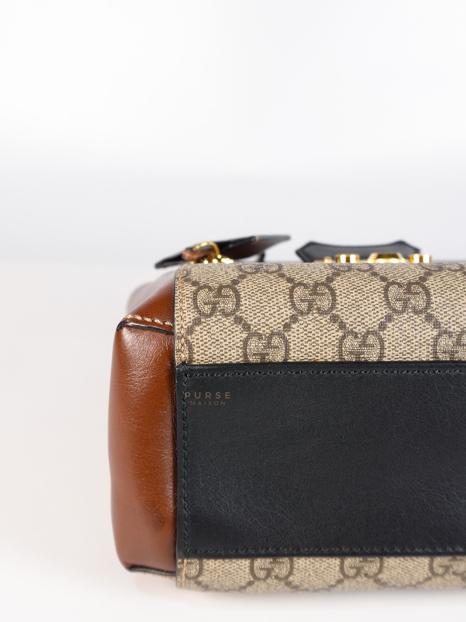 Mini Padlock Backpack GG Coated Canvas in Black & Brown Leather | Purse Maison Luxury Bags Shop