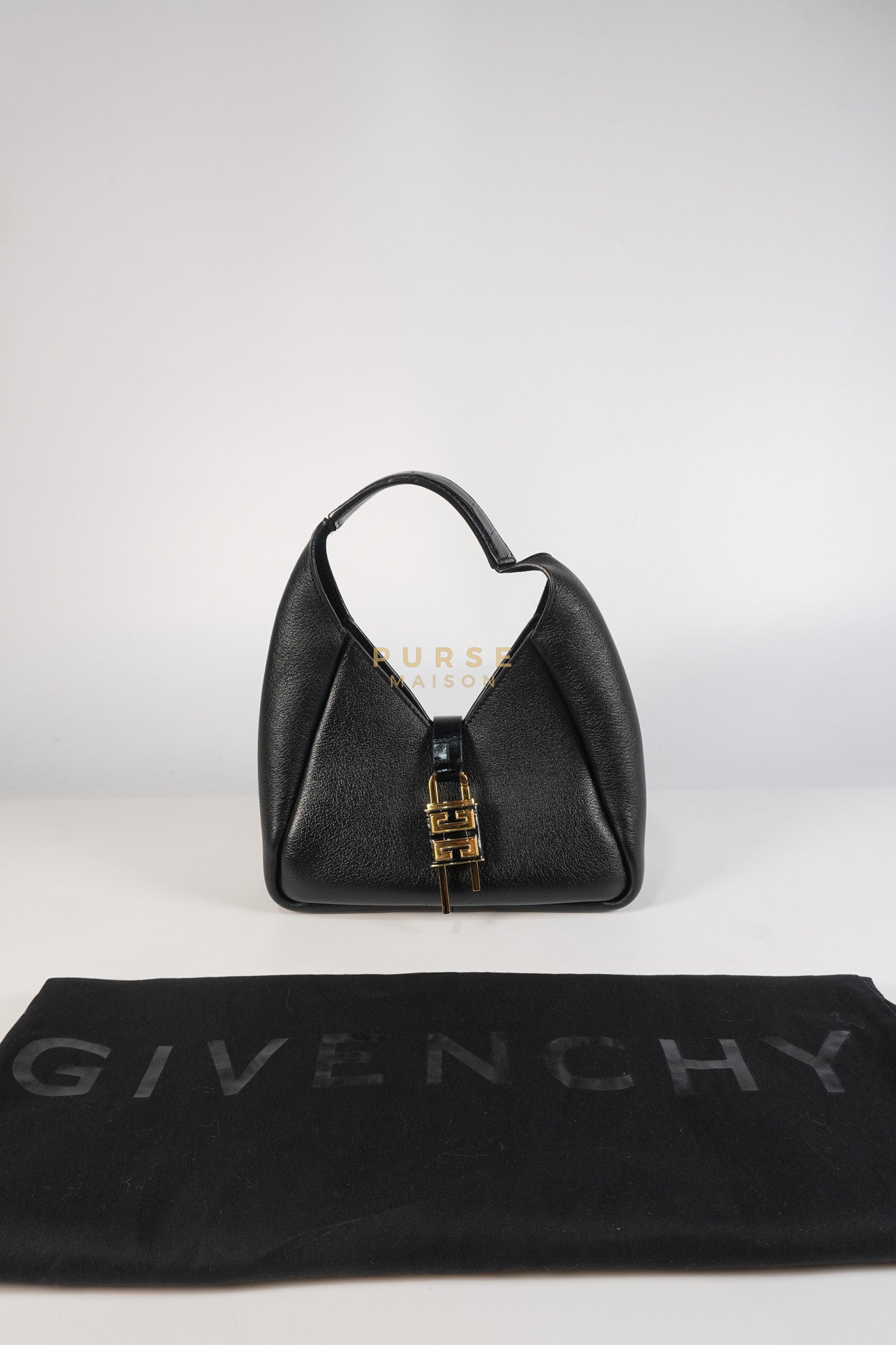 Mini Padlock Black Calfskin Leather Hobo Bag | Purse Maison Luxury Bags Shop