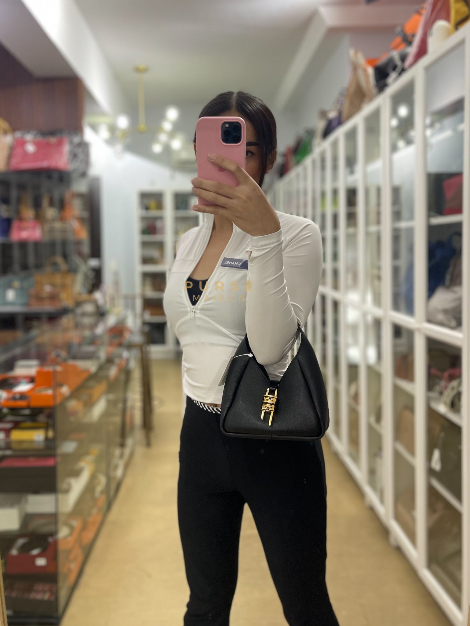 Mini Padlock Black Calfskin Leather Hobo Bag | Purse Maison Luxury Bags Shop