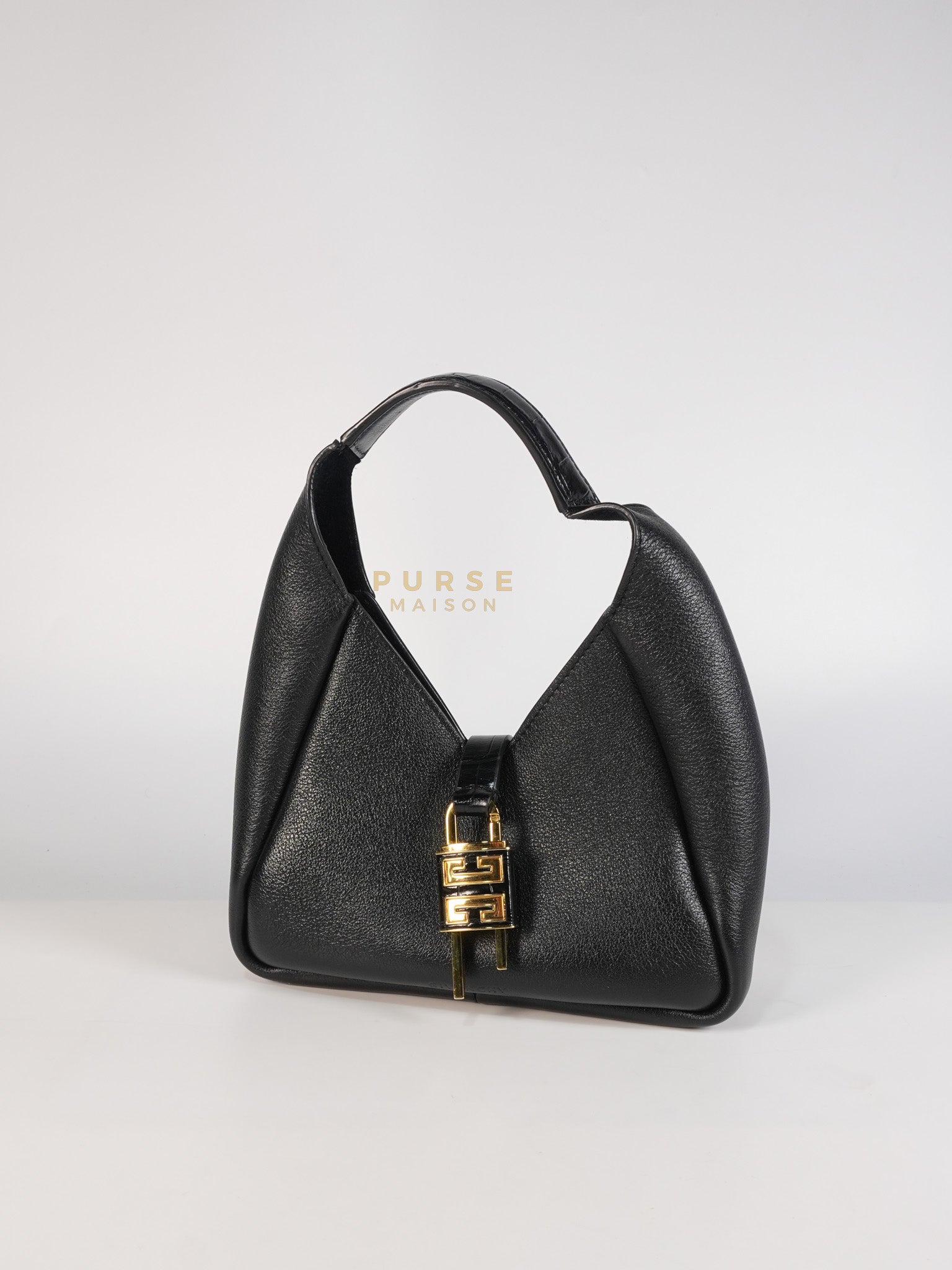 Mini Padlock Black Calfskin Leather Hobo Bag | Purse Maison Luxury Bags Shop