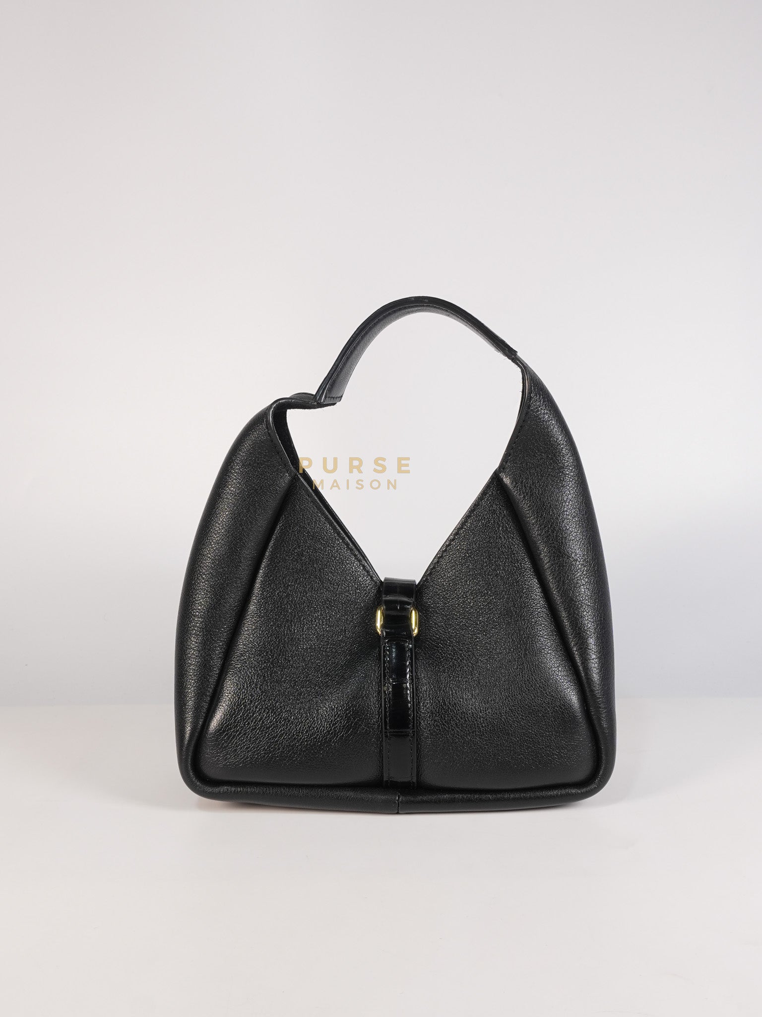 Mini Padlock Black Calfskin Leather Hobo Bag | Purse Maison Luxury Bags Shop