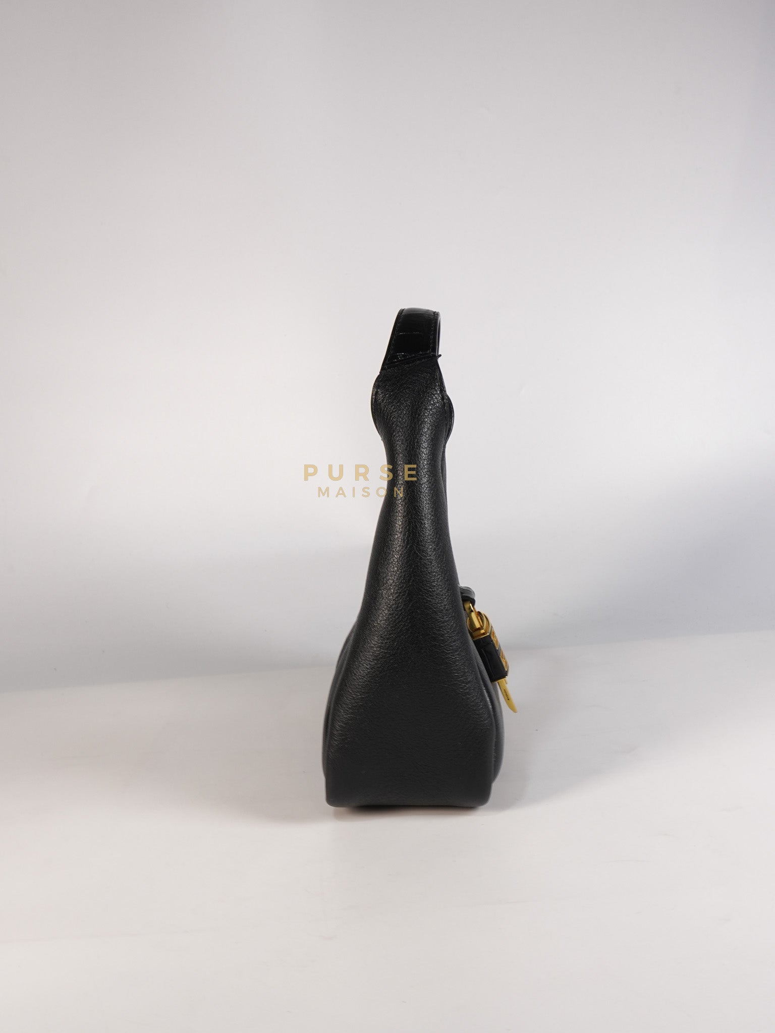 Mini Padlock Black Calfskin Leather Hobo Bag | Purse Maison Luxury Bags Shop