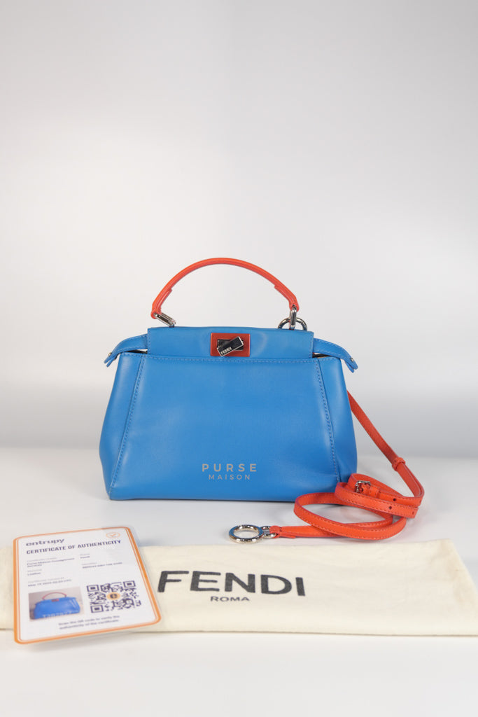 Mini Peekaboo Bicolor Light Blue and Orange Strap Bag | Purse Maison Luxury Bags Shop
