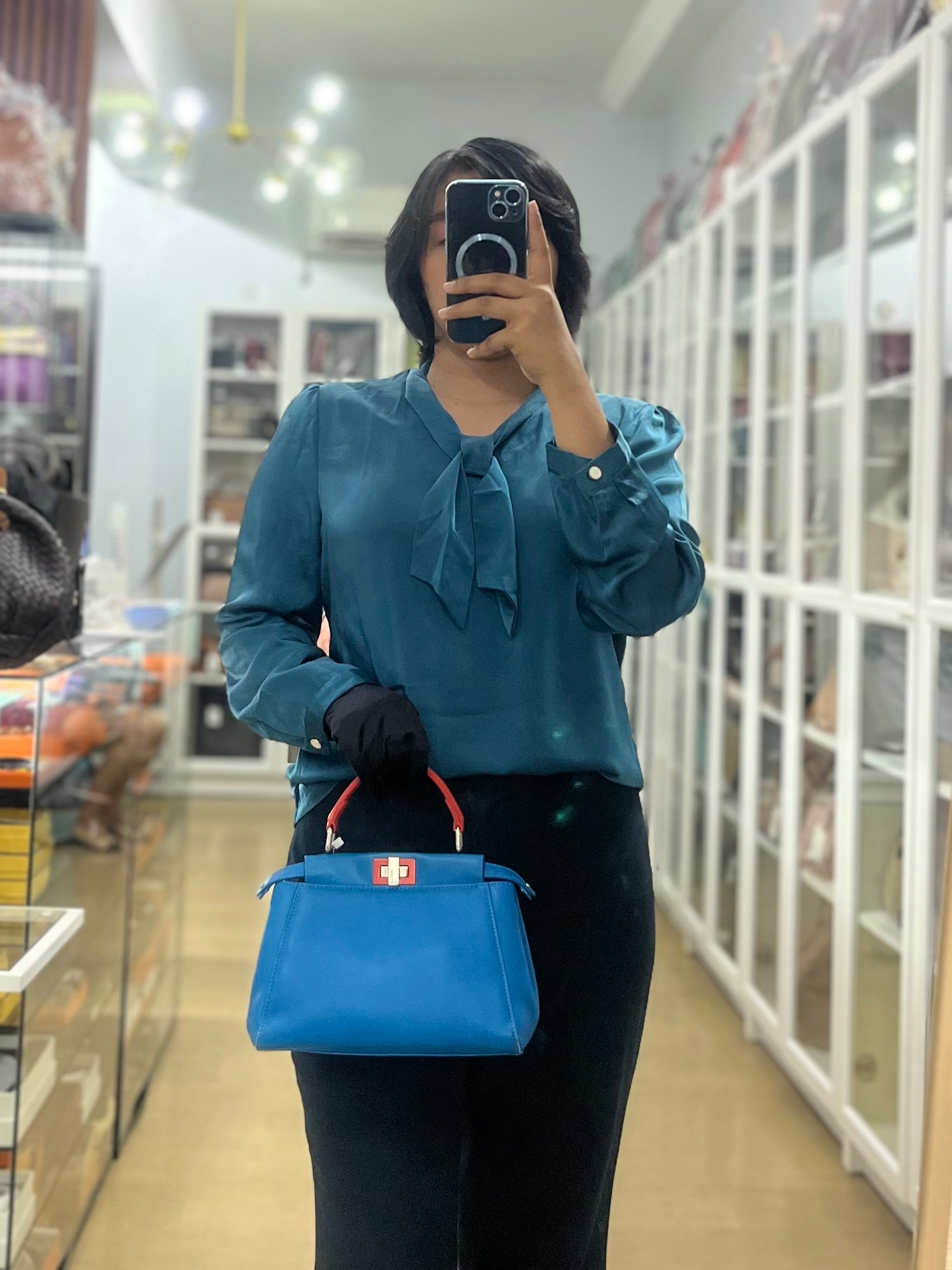 Mini Peekaboo Bicolor Light Blue and Orange Strap Bag | Purse Maison Luxury Bags Shop