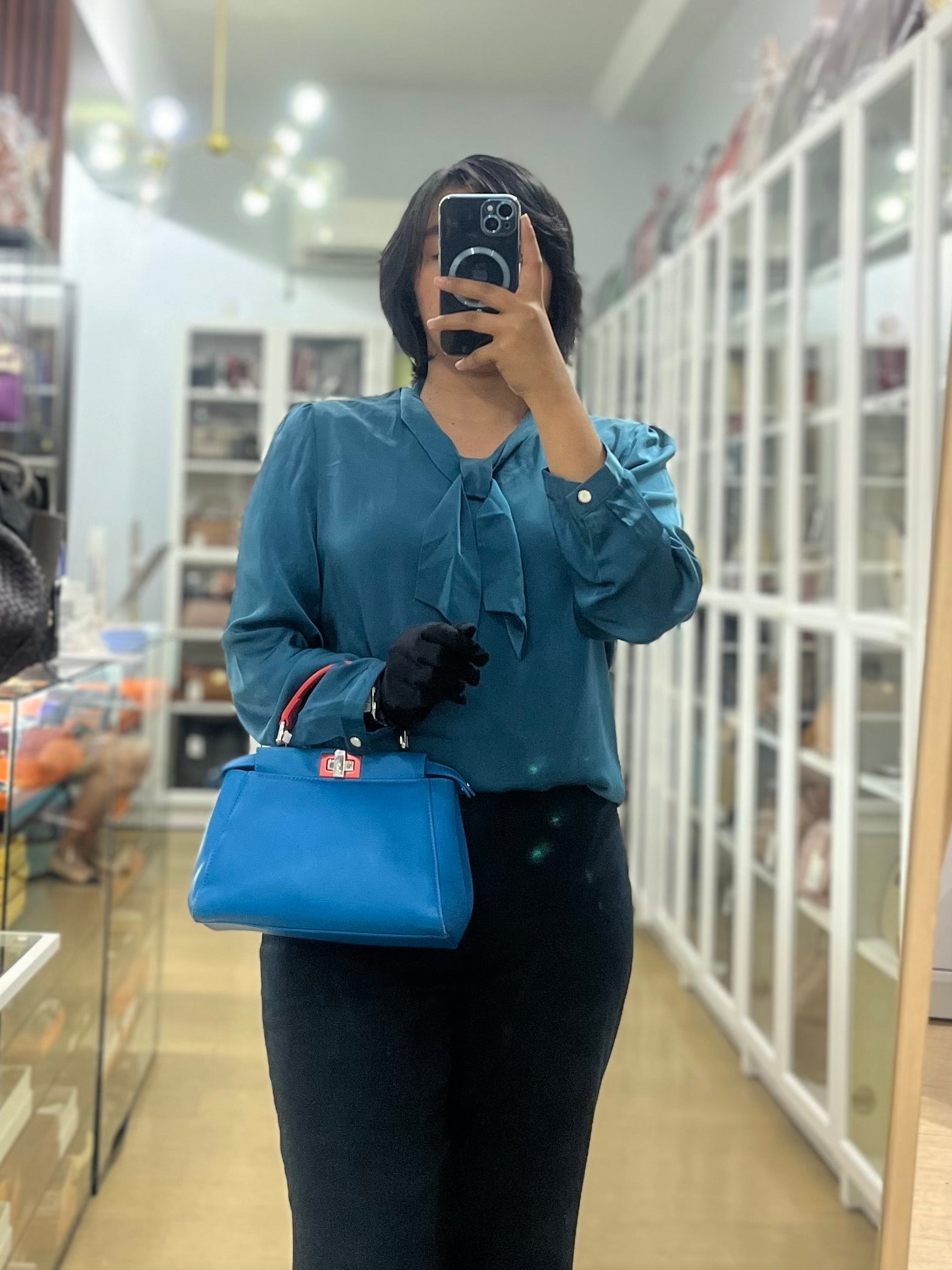 Mini Peekaboo Bicolor Light Blue and Orange Strap Bag | Purse Maison Luxury Bags Shop