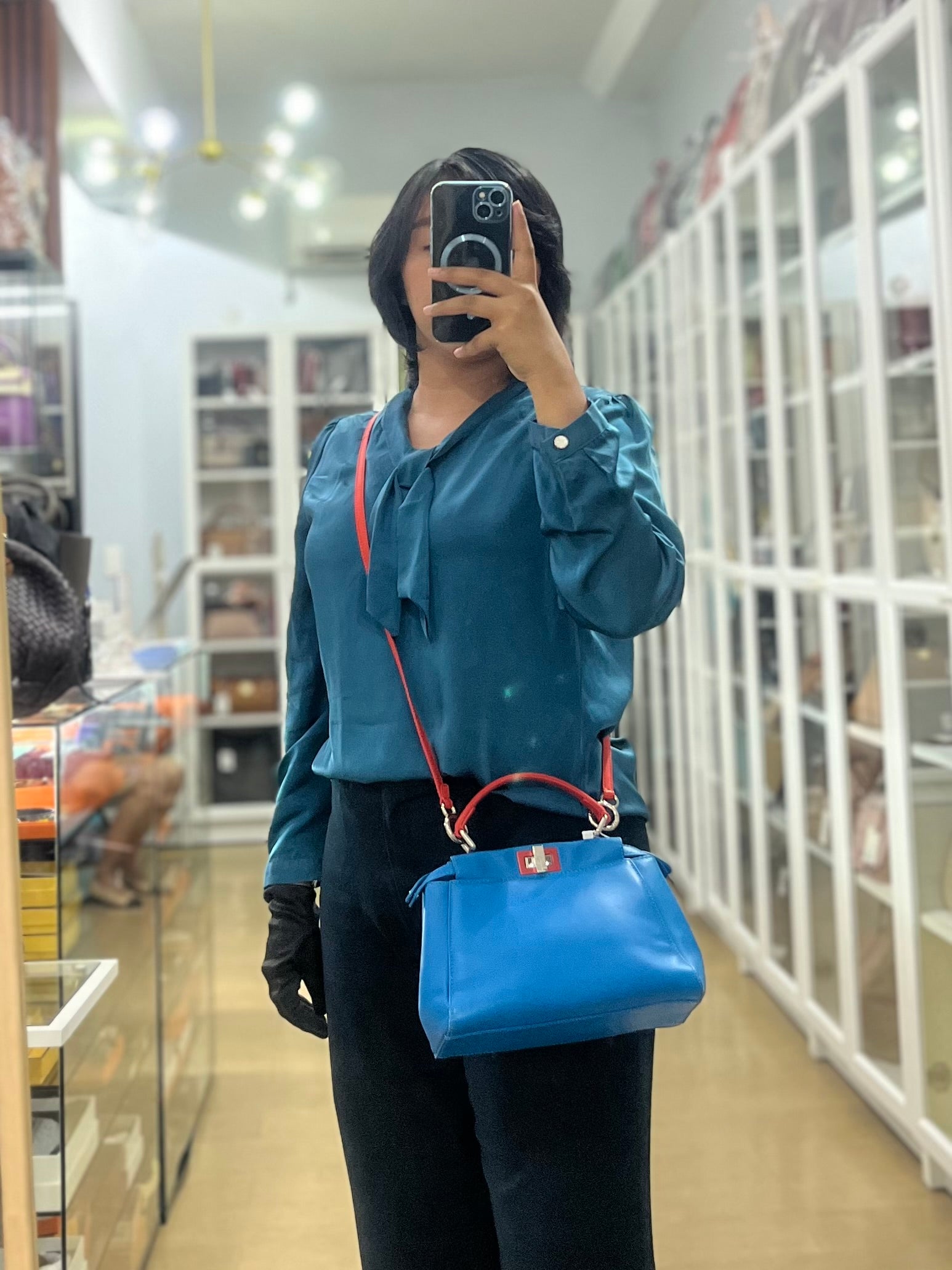 Mini Peekaboo Bicolor Light Blue and Orange Strap Bag | Purse Maison Luxury Bags Shop