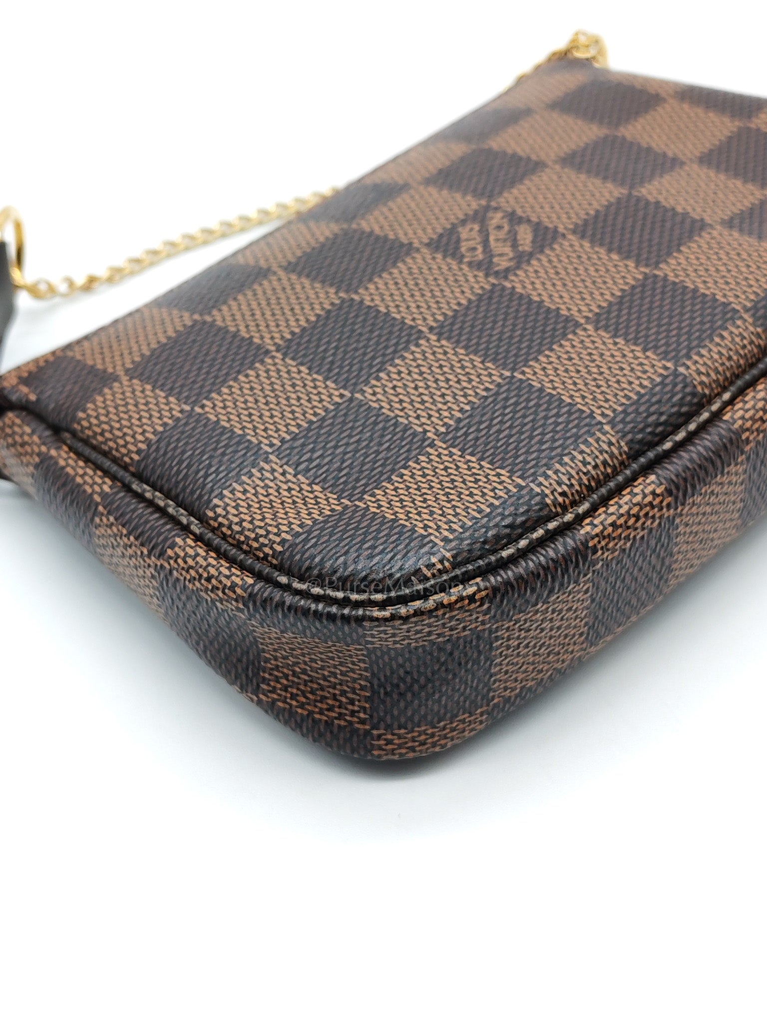Mini Pochette in Damier Ebene Canvas & Gold Hardware (Datecode: SF1211) | Purse Maison Luxury Bags Shop