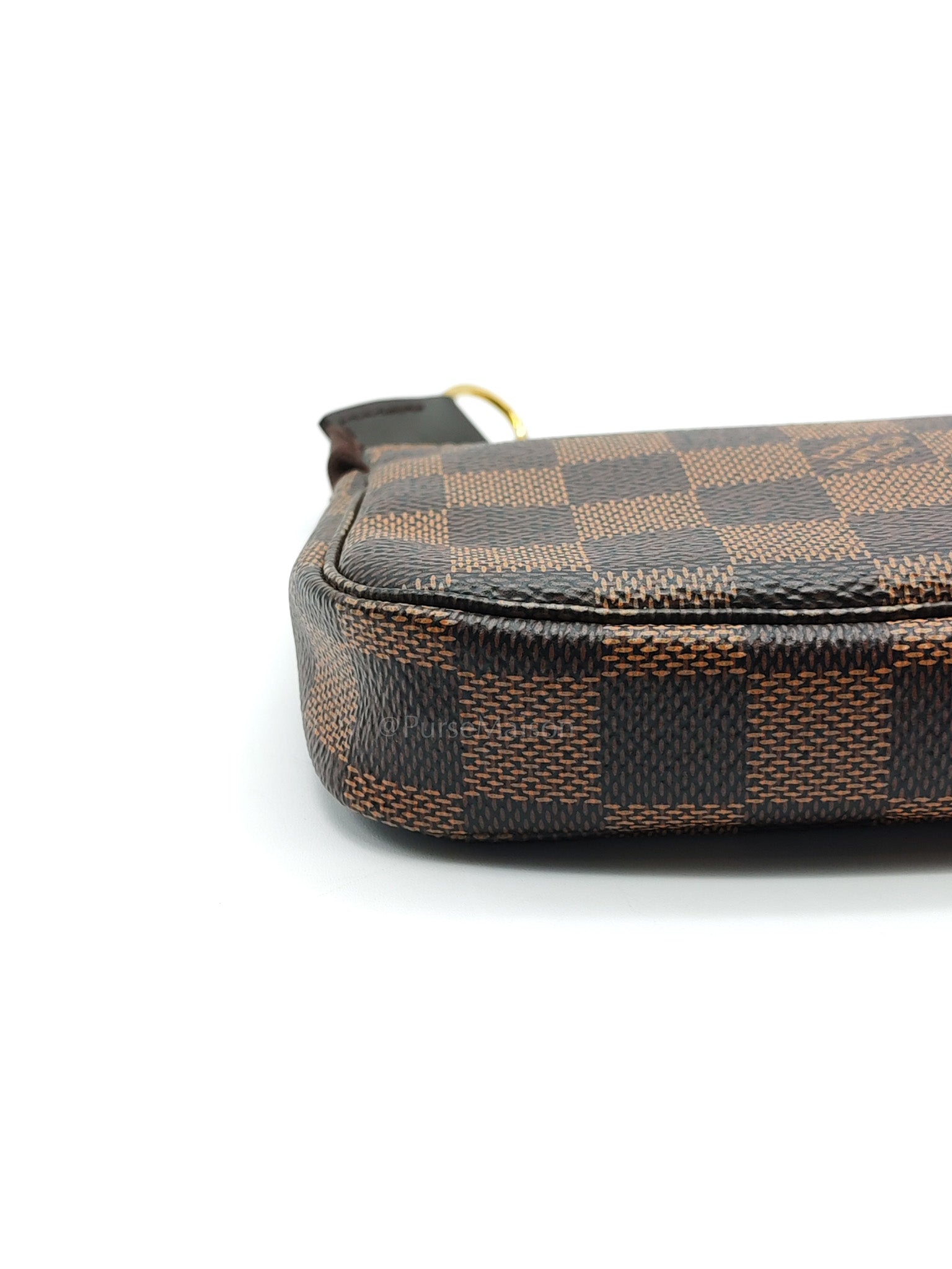 Mini Pochette in Damier Ebene Canvas & Gold Hardware (Datecode: SF1211) | Purse Maison Luxury Bags Shop