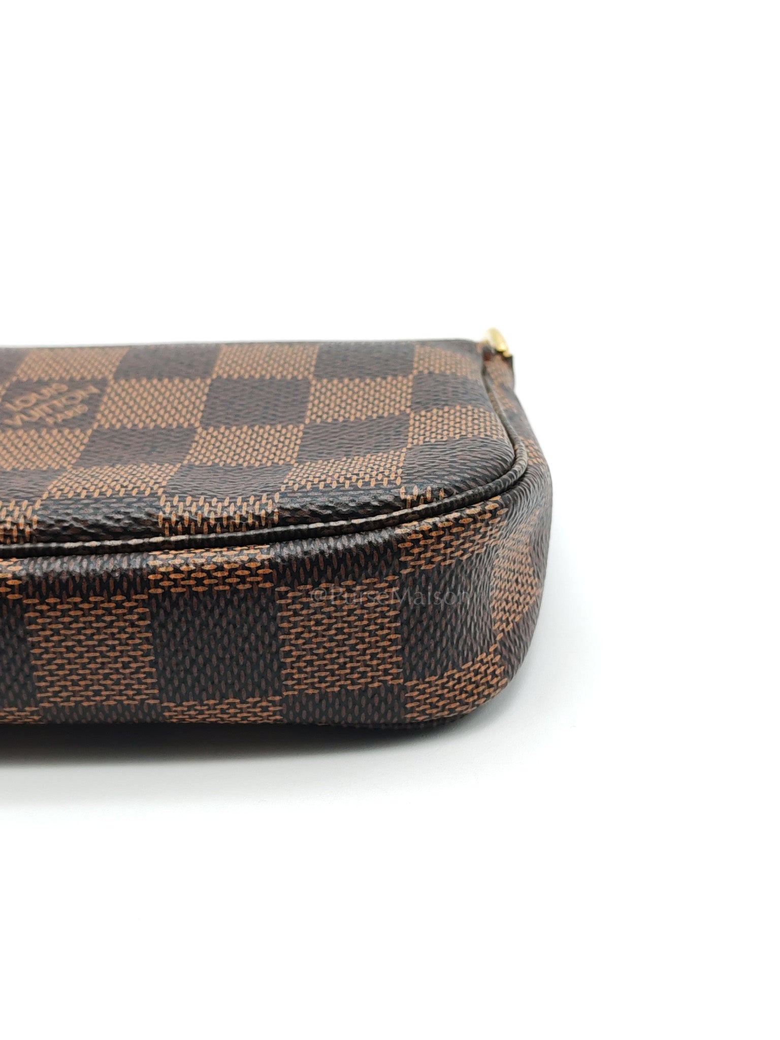 Mini Pochette in Damier Ebene Canvas & Gold Hardware (Datecode: SF1211) | Purse Maison Luxury Bags Shop
