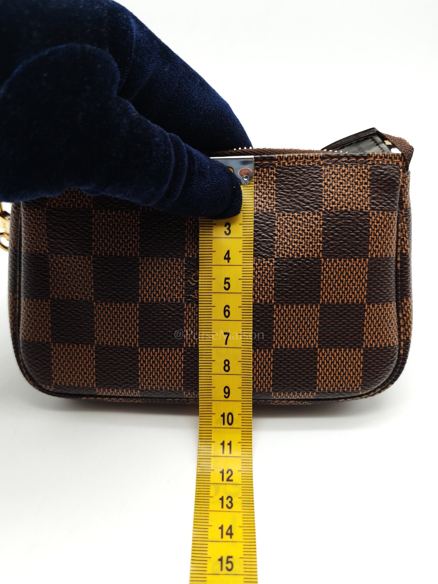 Mini Pochette in Damier Ebene Canvas & Gold Hardware (Datecode: SF1211) | Purse Maison Luxury Bags Shop