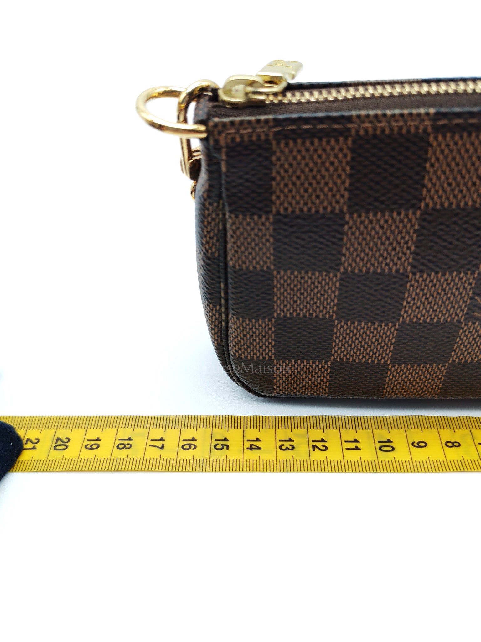 Mini Pochette in Damier Ebene Canvas & Gold Hardware (Datecode: SF1211) | Purse Maison Luxury Bags Shop