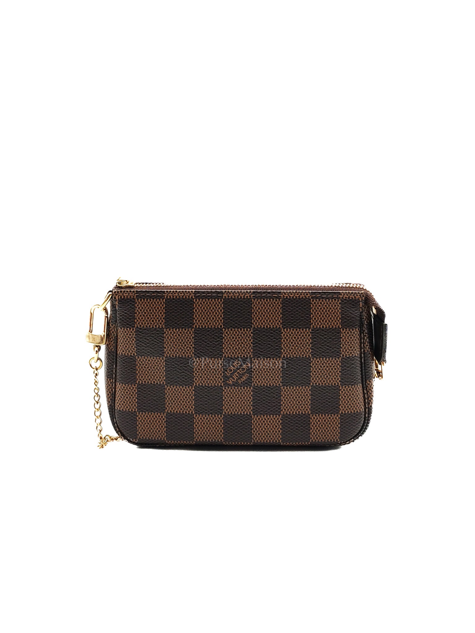 Mini Pochette in Damier Ebene Canvas & Gold Hardware (Datecode: SF1211) | Purse Maison Luxury Bags Shop