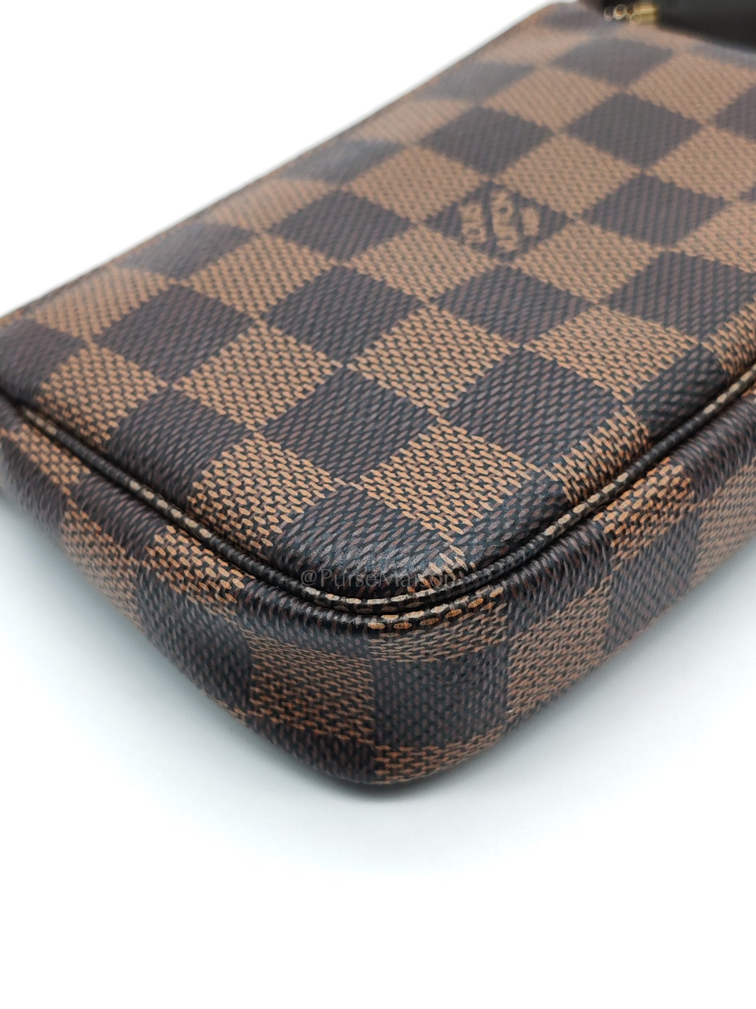 Mini Pochette in Damier Ebene Canvas & Gold Hardware (Datecode: SF1211) | Purse Maison Luxury Bags Shop