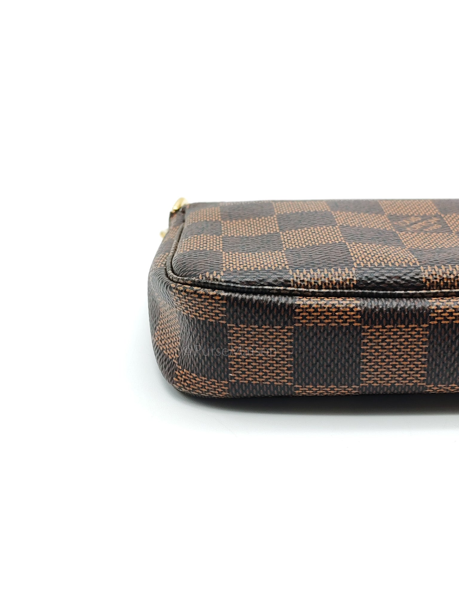 Mini Pochette in Damier Ebene Canvas & Gold Hardware (Datecode: SF1211) | Purse Maison Luxury Bags Shop