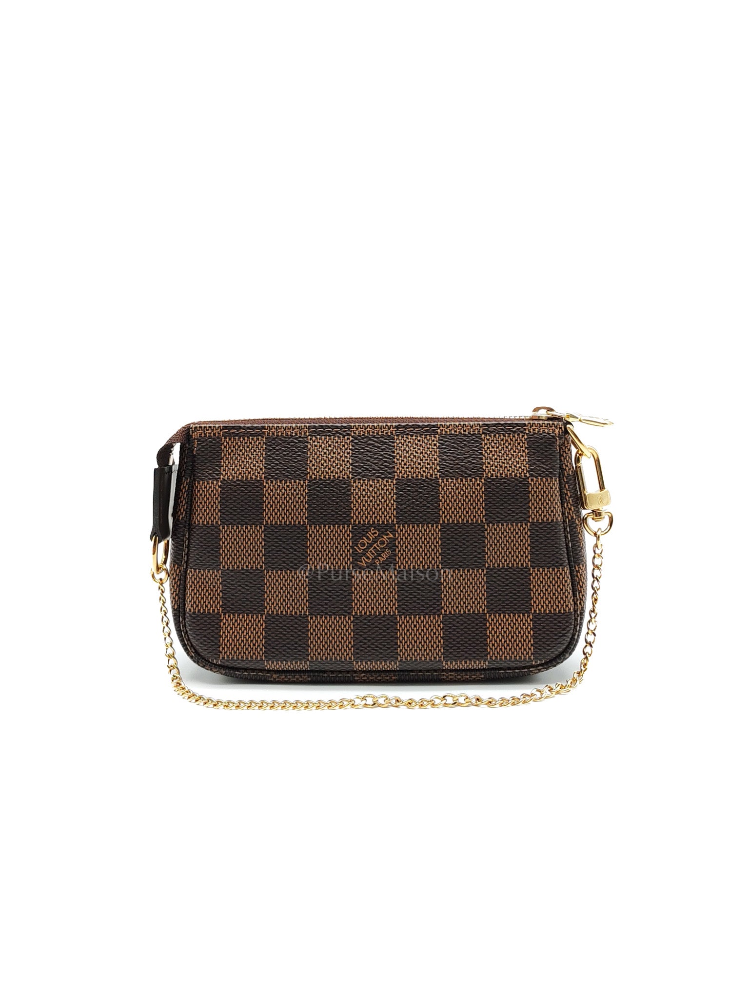 Mini Pochette in Damier Ebene Canvas & Gold Hardware (Datecode: SF1211) | Purse Maison Luxury Bags Shop