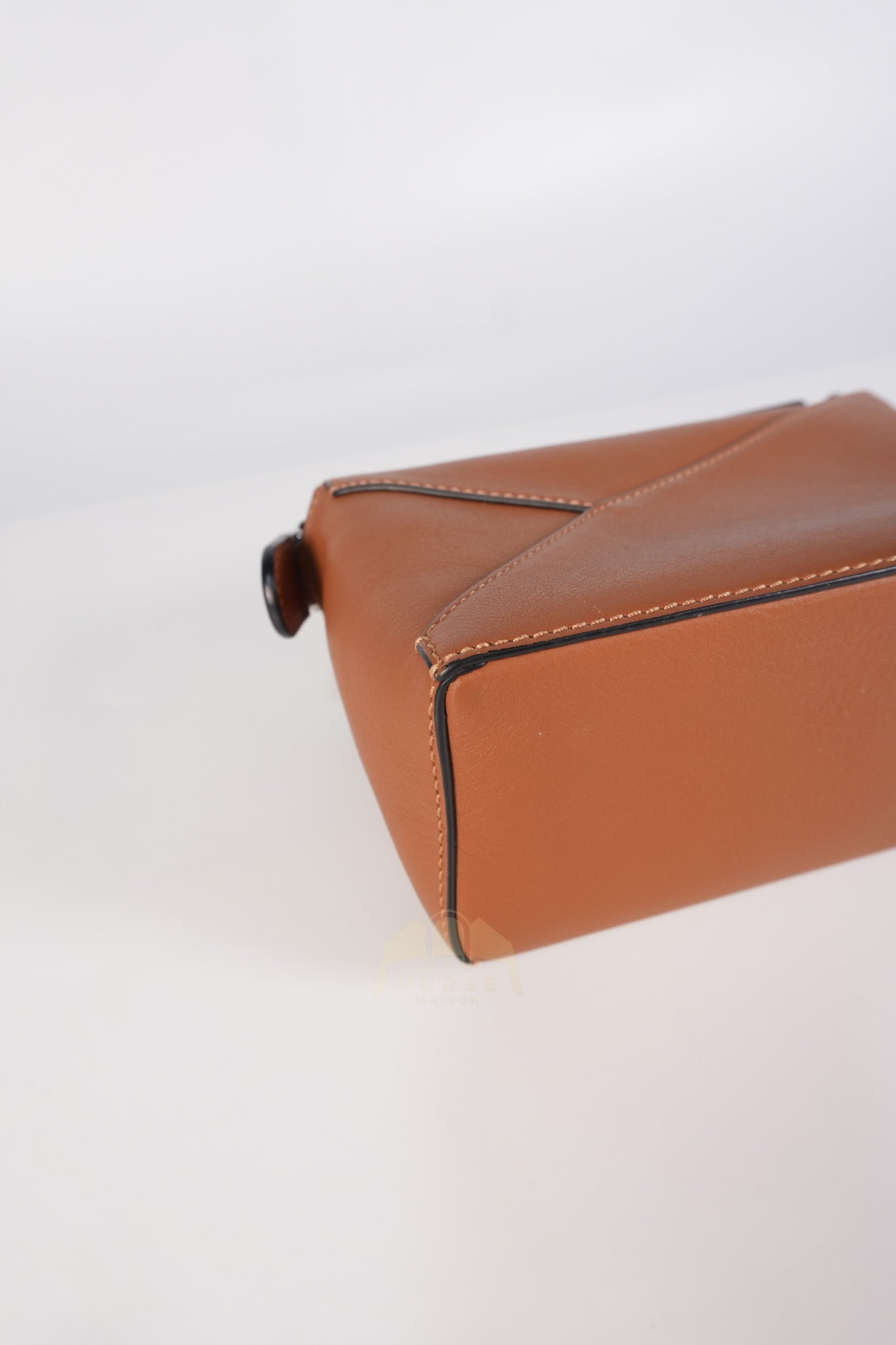 Mini Puzzle Edge Bag in Tan Calfskin Leather & Silver Hardware | Purse Maison Luxury Bags Shop