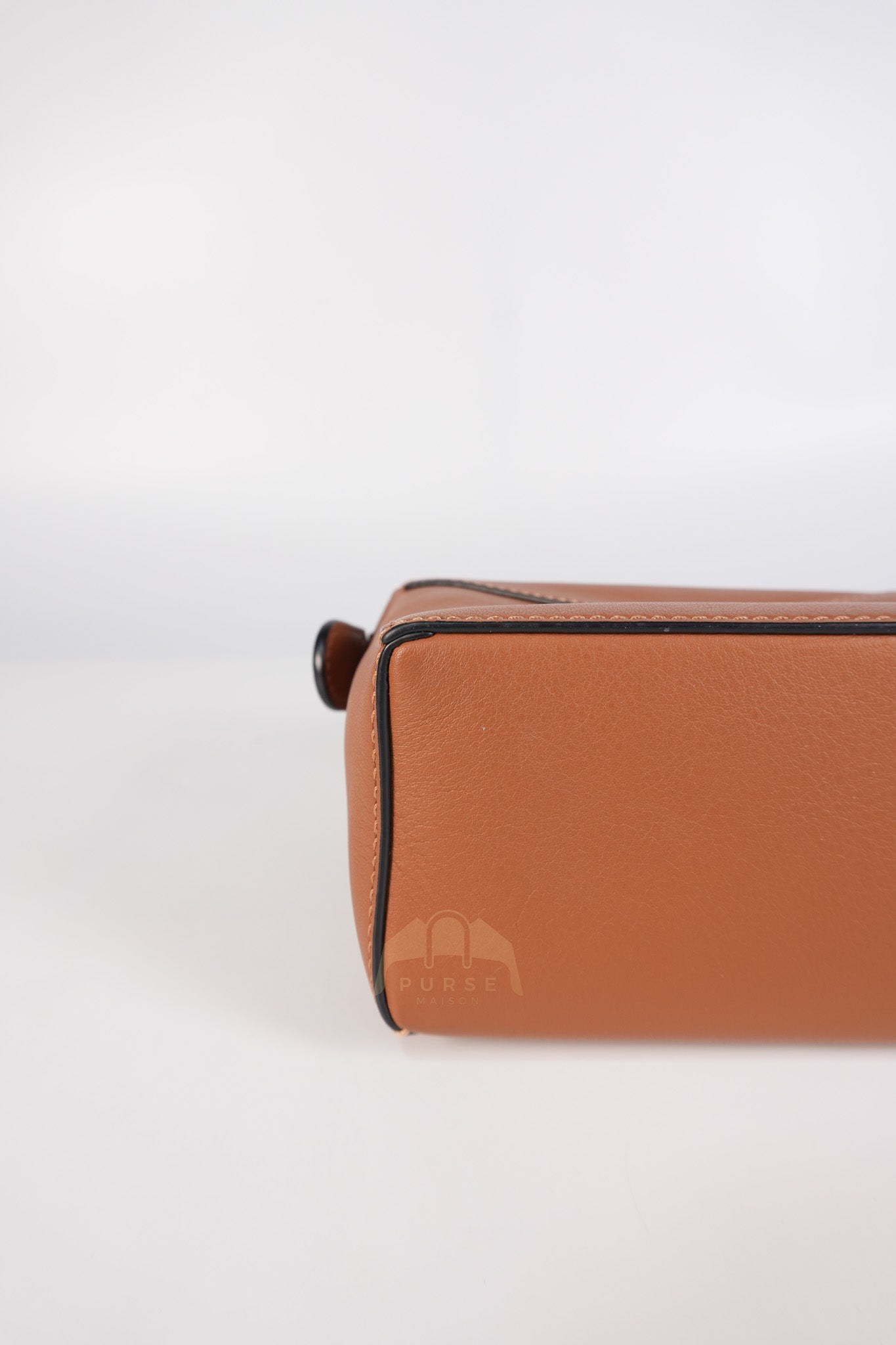 Mini Puzzle Edge Bag in Tan Calfskin Leather & Silver Hardware | Purse Maison Luxury Bags Shop