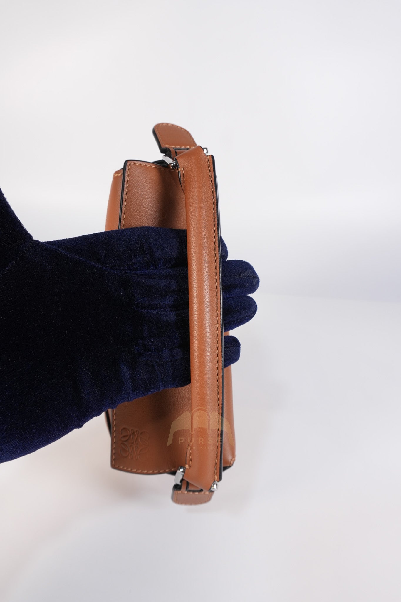 Mini Puzzle Edge Bag in Tan Calfskin Leather & Silver Hardware | Purse Maison Luxury Bags Shop