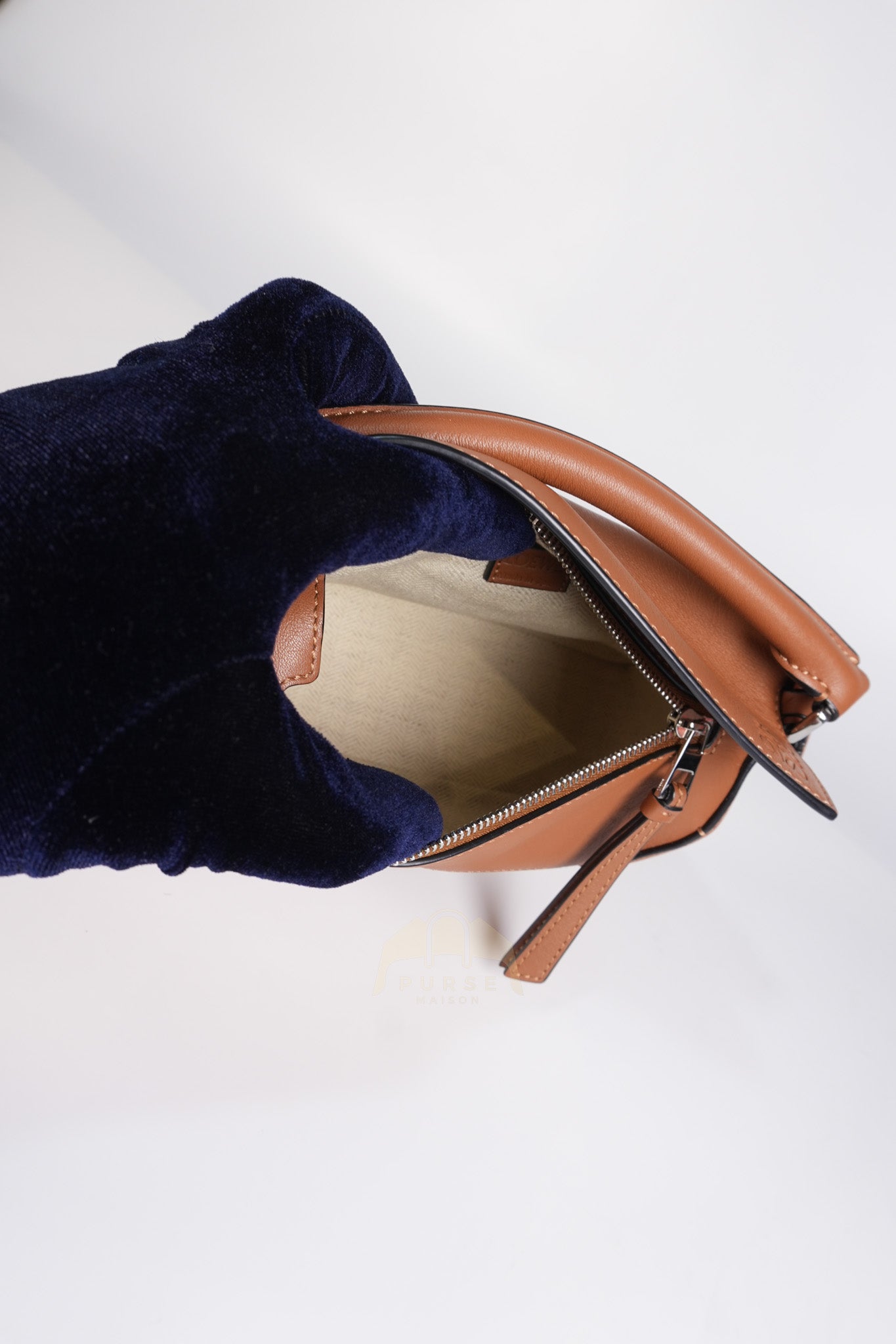 Mini Puzzle Edge Bag in Tan Calfskin Leather & Silver Hardware | Purse Maison Luxury Bags Shop