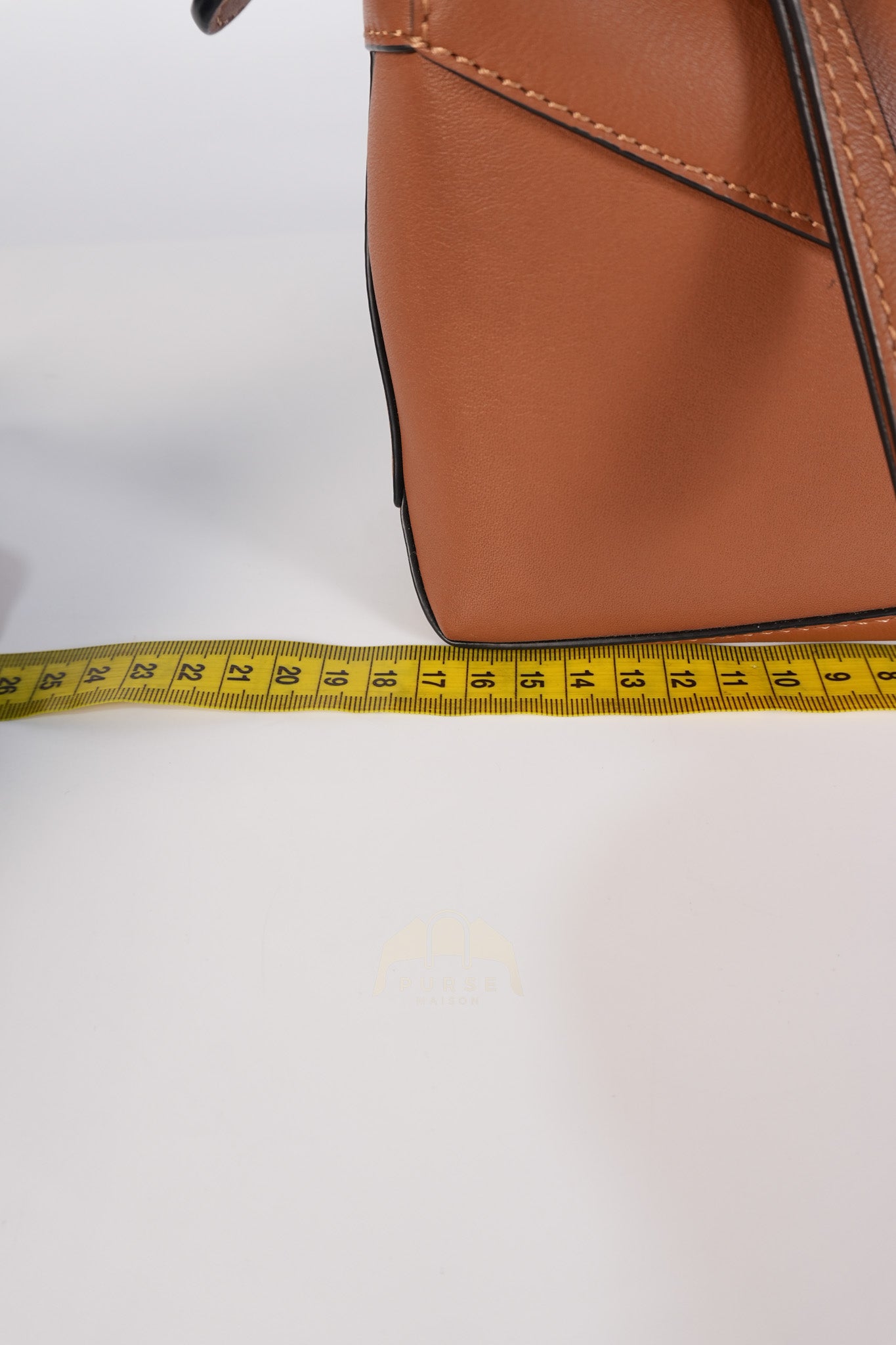 Mini Puzzle Edge Bag in Tan Calfskin Leather & Silver Hardware | Purse Maison Luxury Bags Shop