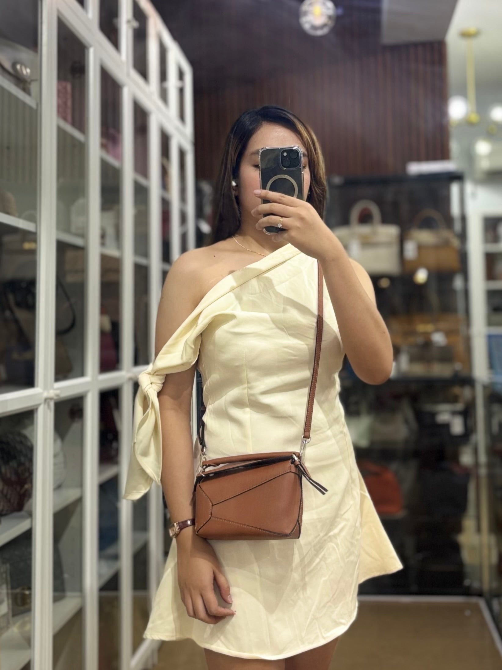 Mini Puzzle Tan Silver Hardware | Purse Maison Luxury Bags Shop