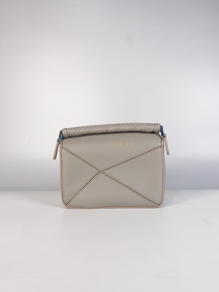 Mini Puzzle Woven Handle in Gray Calfskin Leather | Purse Maison Luxury Bags Shop
