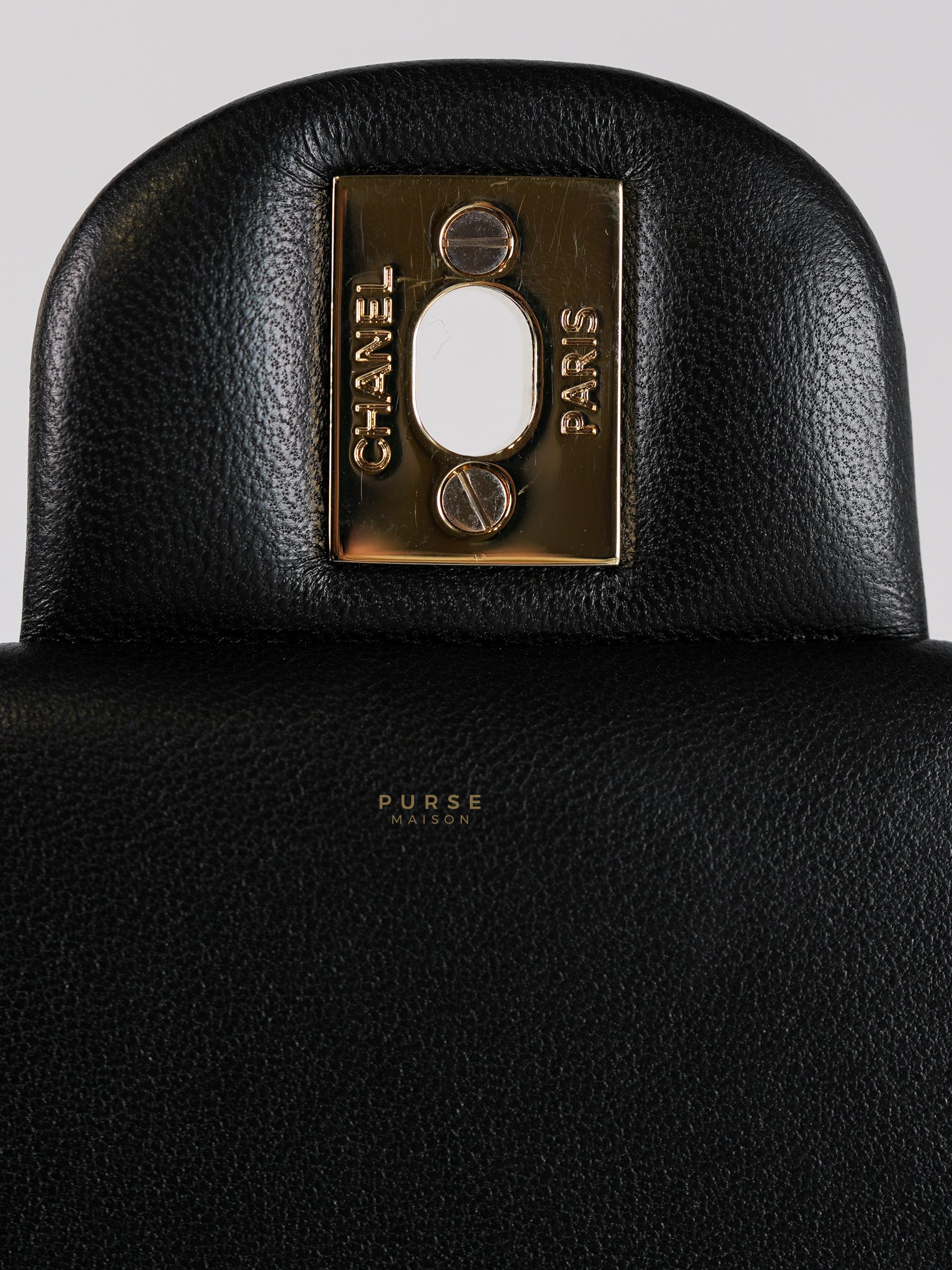 Mini Rectangle Black Lambskin Leather and Light Gold Hardware (Microchip) | Purse Maison Luxury Bags Shop