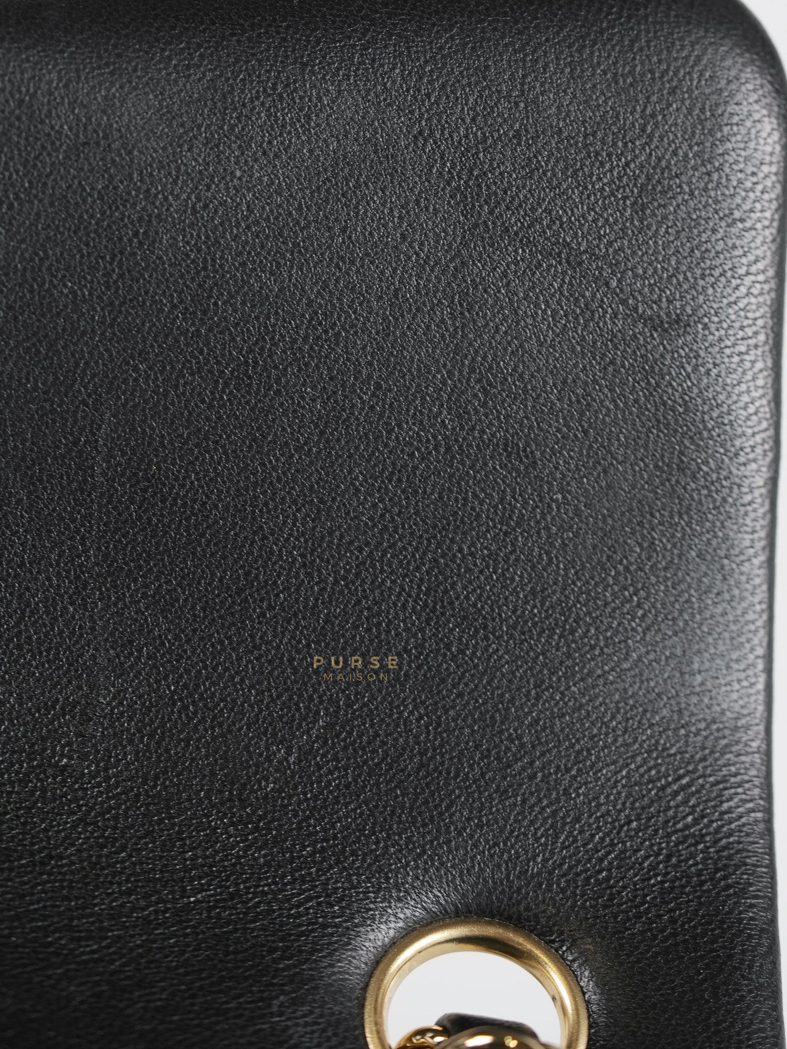 Mini Rectangle Black Lambskin Leather and Light Gold Hardware (Microchip) | Purse Maison Luxury Bags Shop