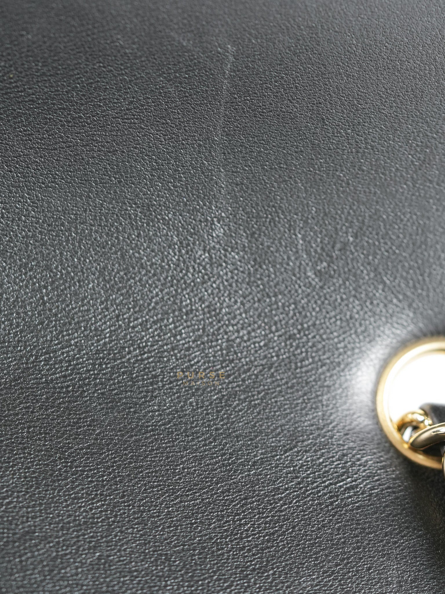 Mini Rectangle Black Lambskin Leather and Light Gold Hardware (Microchip) | Purse Maison Luxury Bags Shop