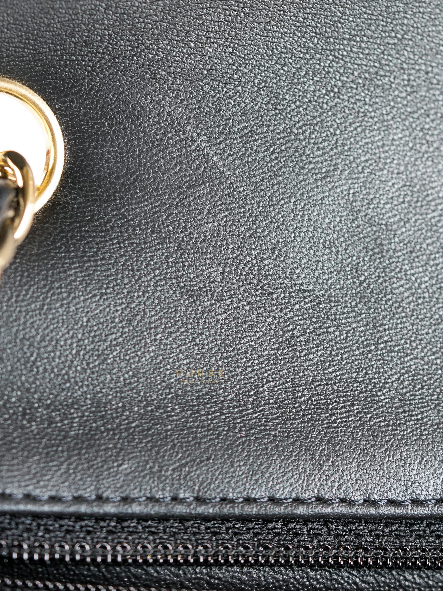 Mini Rectangle Black Lambskin Leather and Light Gold Hardware (Microchip) | Purse Maison Luxury Bags Shop