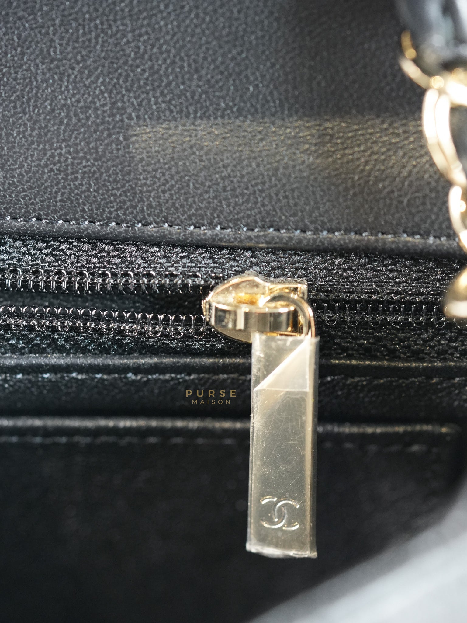 Mini Rectangle Black Lambskin Leather and Light Gold Hardware (Microchip) | Purse Maison Luxury Bags Shop