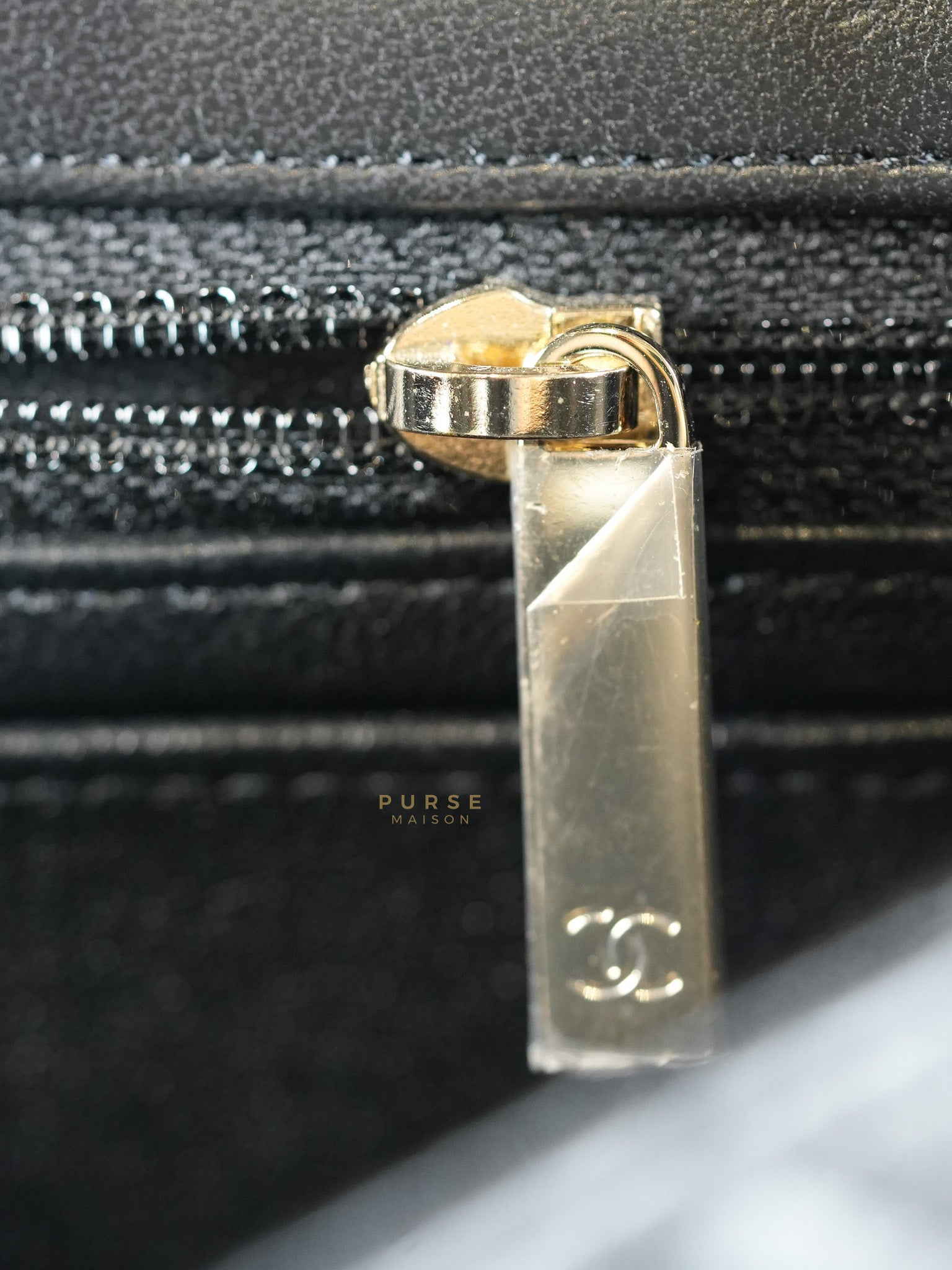 Mini Rectangle Black Lambskin Leather and Light Gold Hardware (Microchip) | Purse Maison Luxury Bags Shop