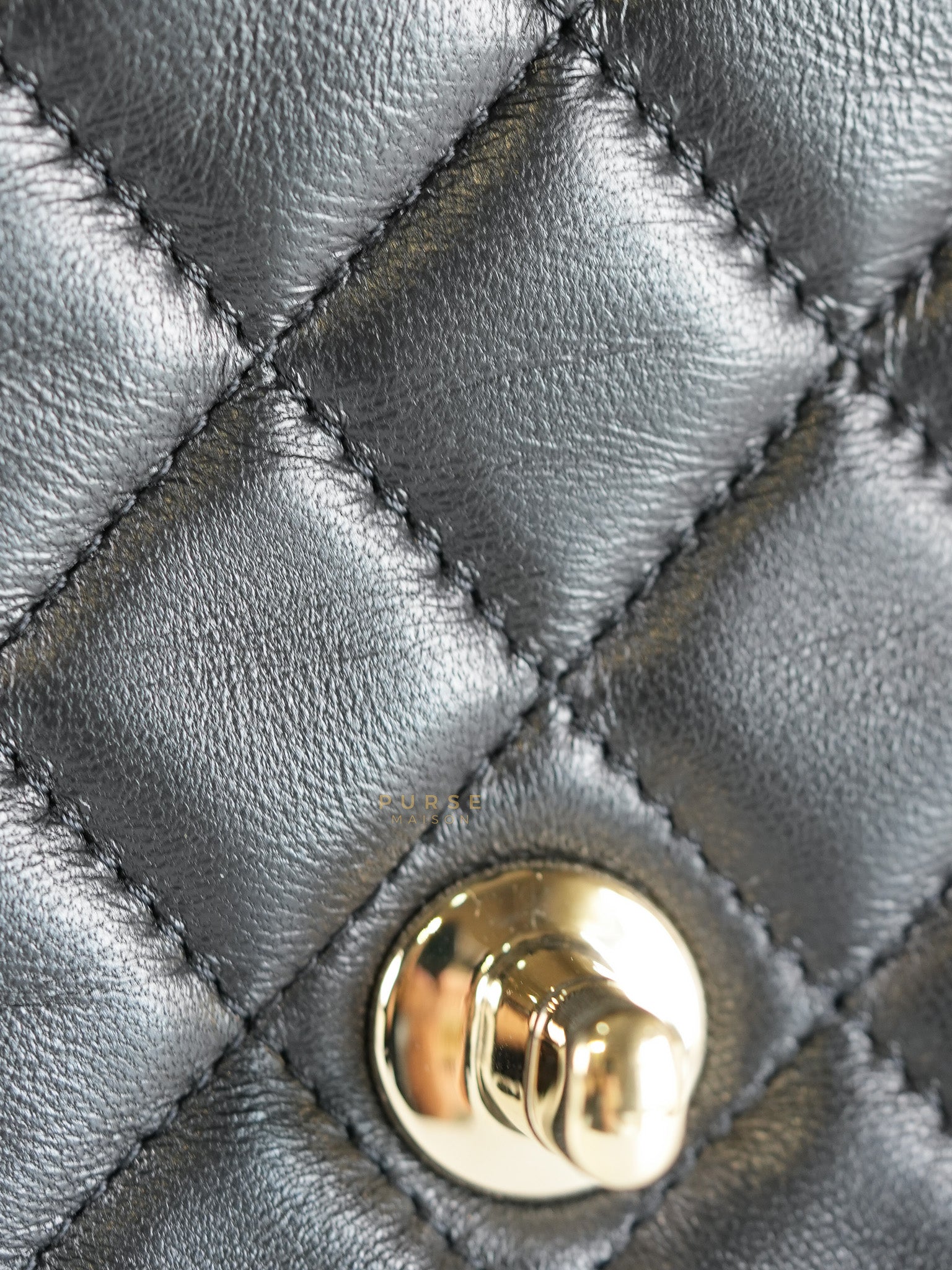 Mini Rectangle Black Lambskin Leather and Light Gold Hardware (Microchip) | Purse Maison Luxury Bags Shop