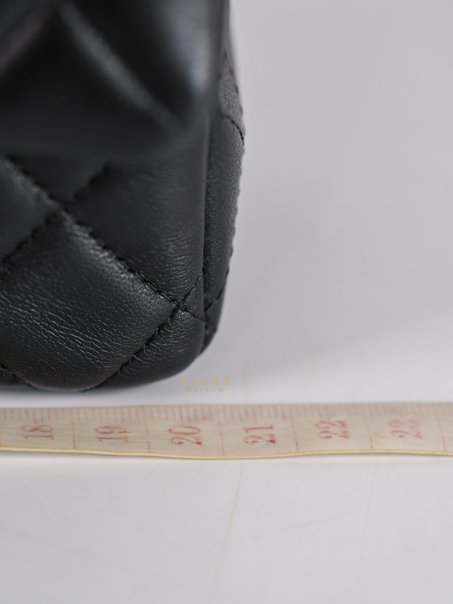 Mini Rectangle Black Lambskin Leather and Light Gold Hardware (Microchip) | Purse Maison Luxury Bags Shop