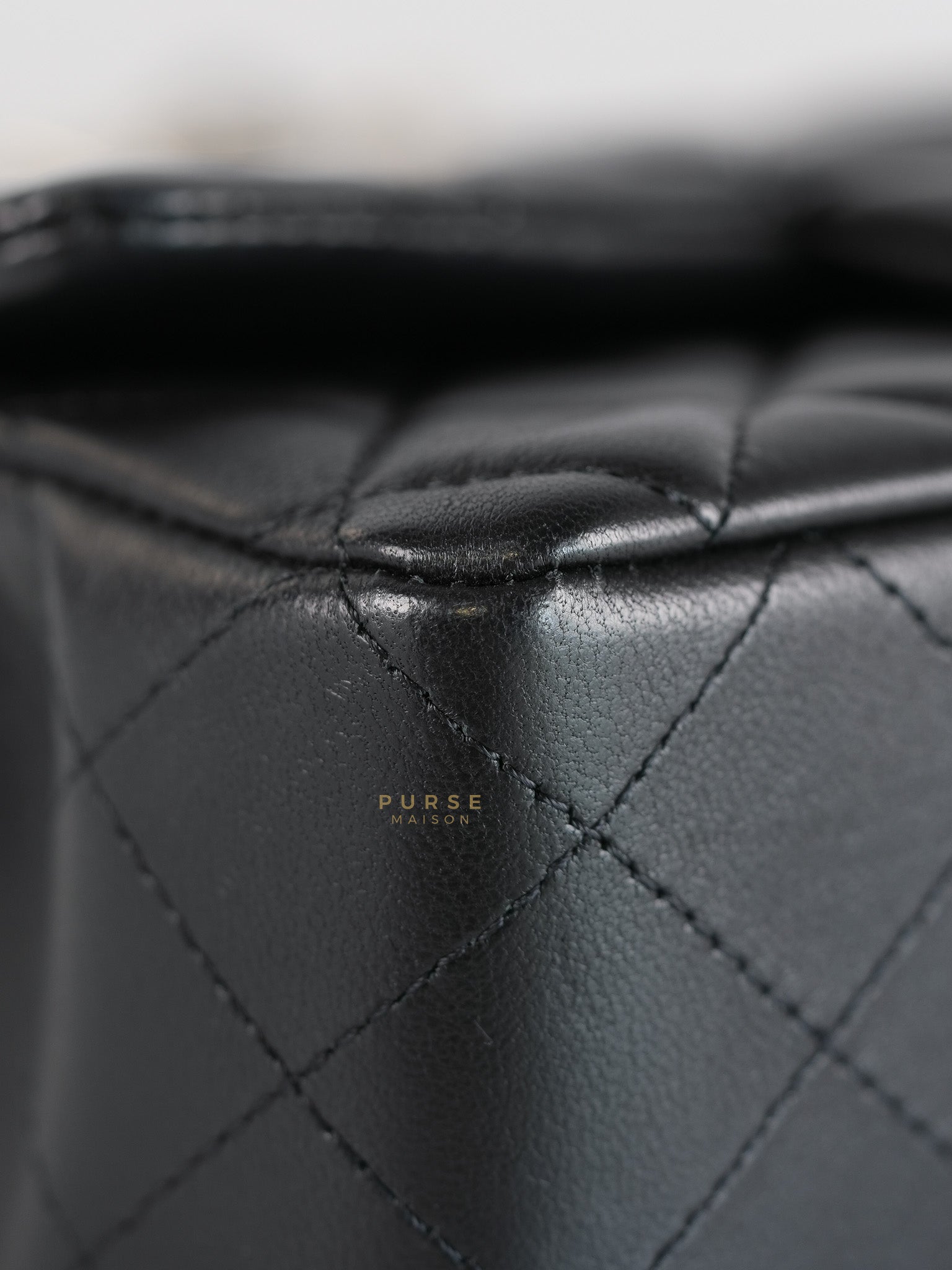 Mini Rectangle Black Lambskin Leather and Light Gold Hardware (Microchip) | Purse Maison Luxury Bags Shop