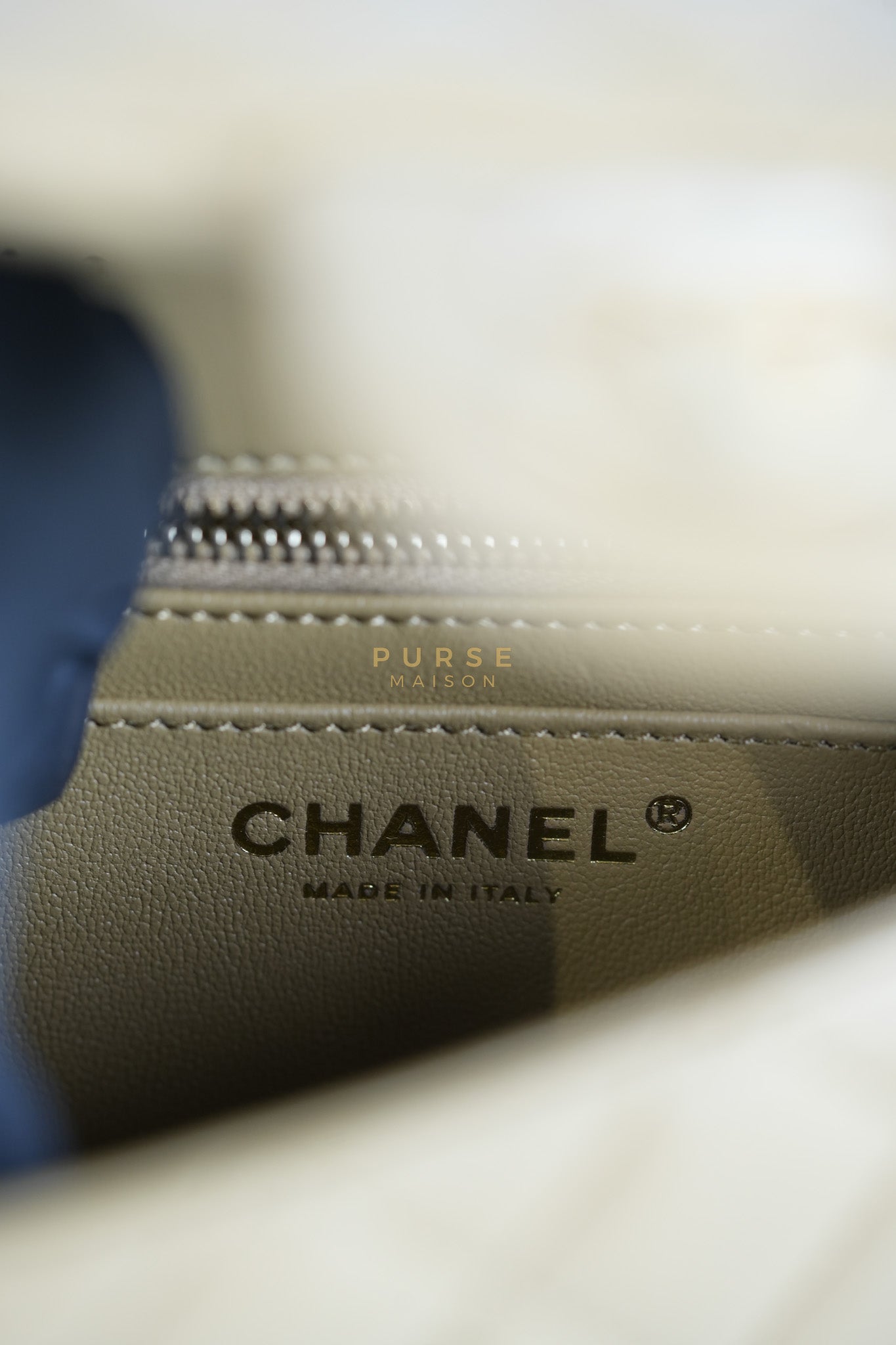 Mini Rectangle Flap Bag in Pearl Crush Beige Fonce Lambskin Leather & Gold Hardware Microchip | Purse Maison Luxury Bags Shop